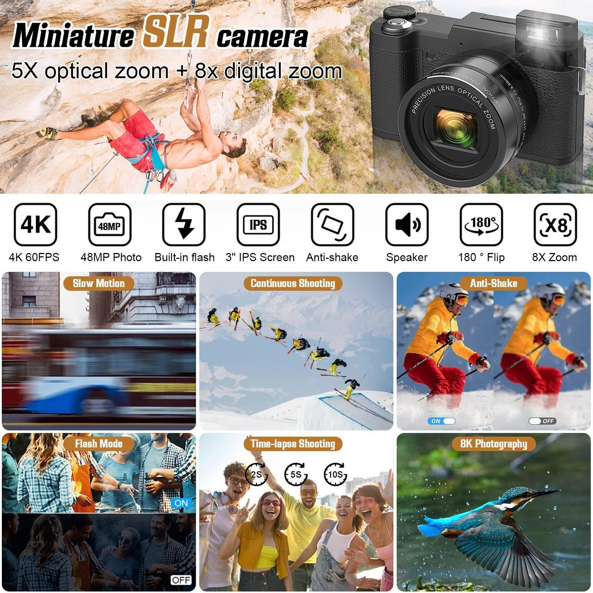 Aparat 4k do fotografii, aparat 4k do fotografii Przenośna kamera, | Aparat cyfrowy Kreatywne materiały fotograficzne, zdjęcia plenerowe, zdjęcia z podróży, widoki natury