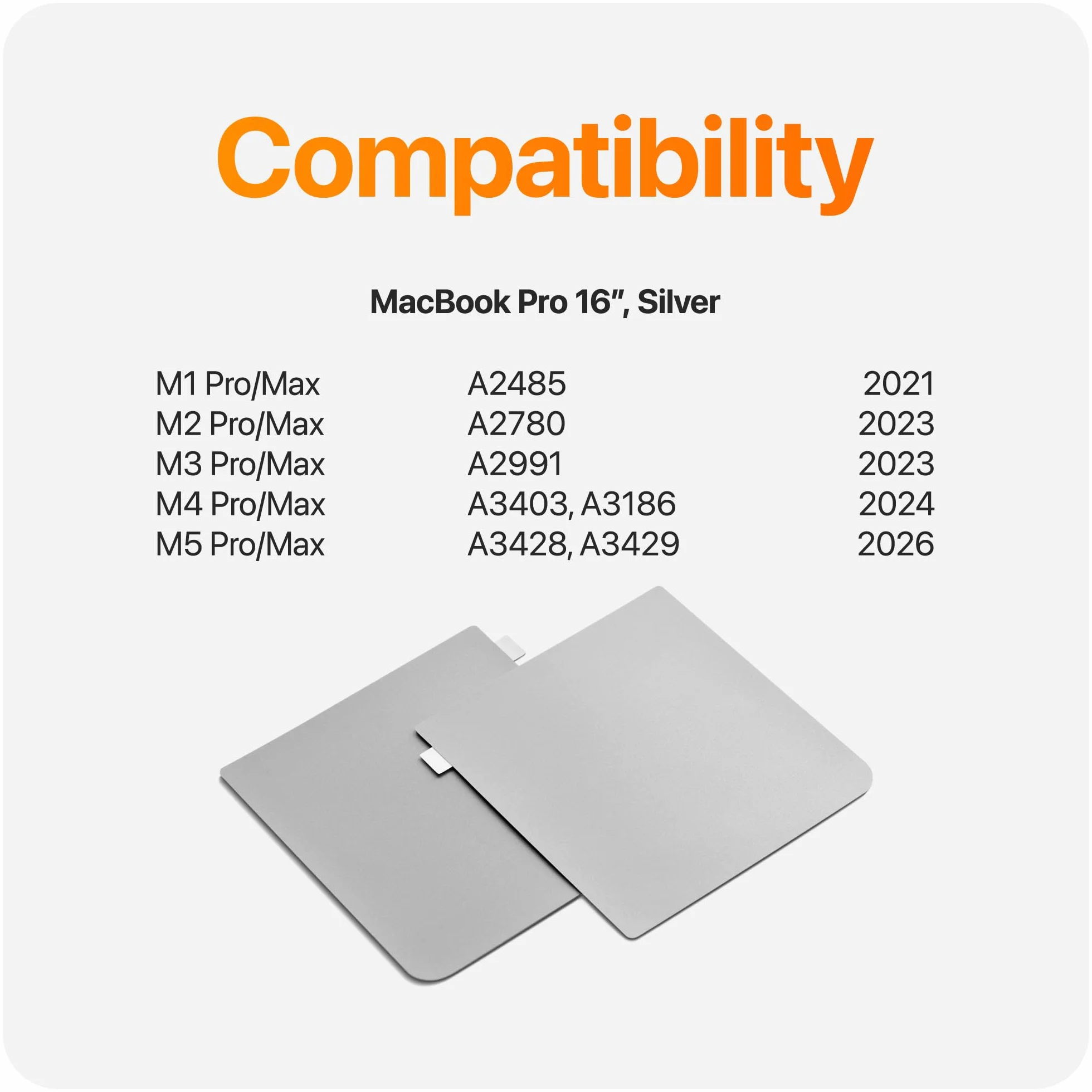 UPPERCASE Zestaw ochraniaczy na nadgarstki do MacBook Pro 16" (2021+) srebrny