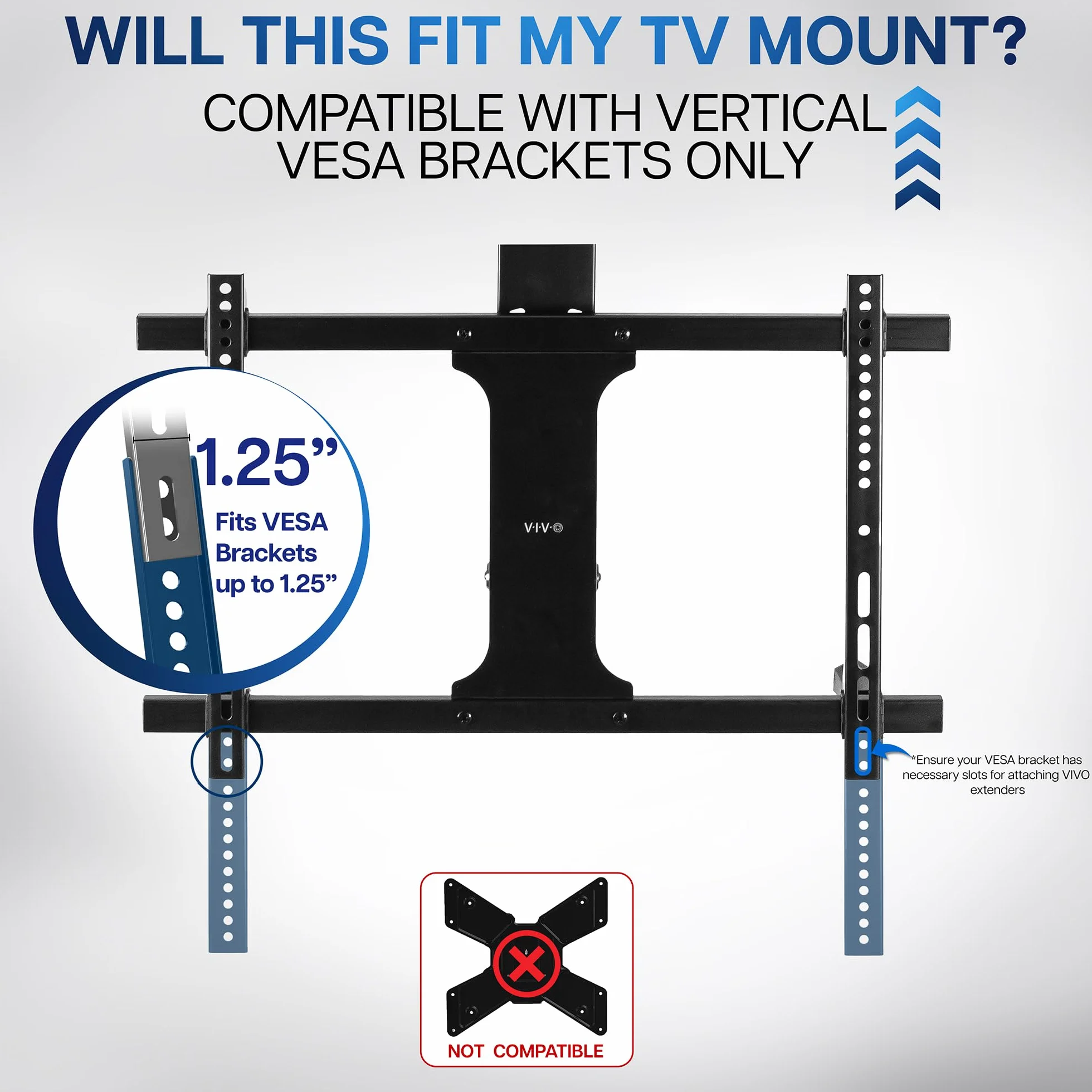 VIVO Zestaw pionowych wsporników płytkowych VESA do telewizorów, czarny, MOUNT-AD165