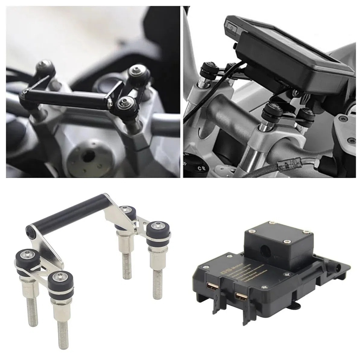 Uchwyt do nawigacji GPS Uchwyt na nawigację GPS motocyklową 12 mm z ładowaniem bezprzewodowym do telefonu, pasujący do BMW F750GS F850GS F800GS F700GS R1200R Motocyklowy uchwyt do nawigacji(C)