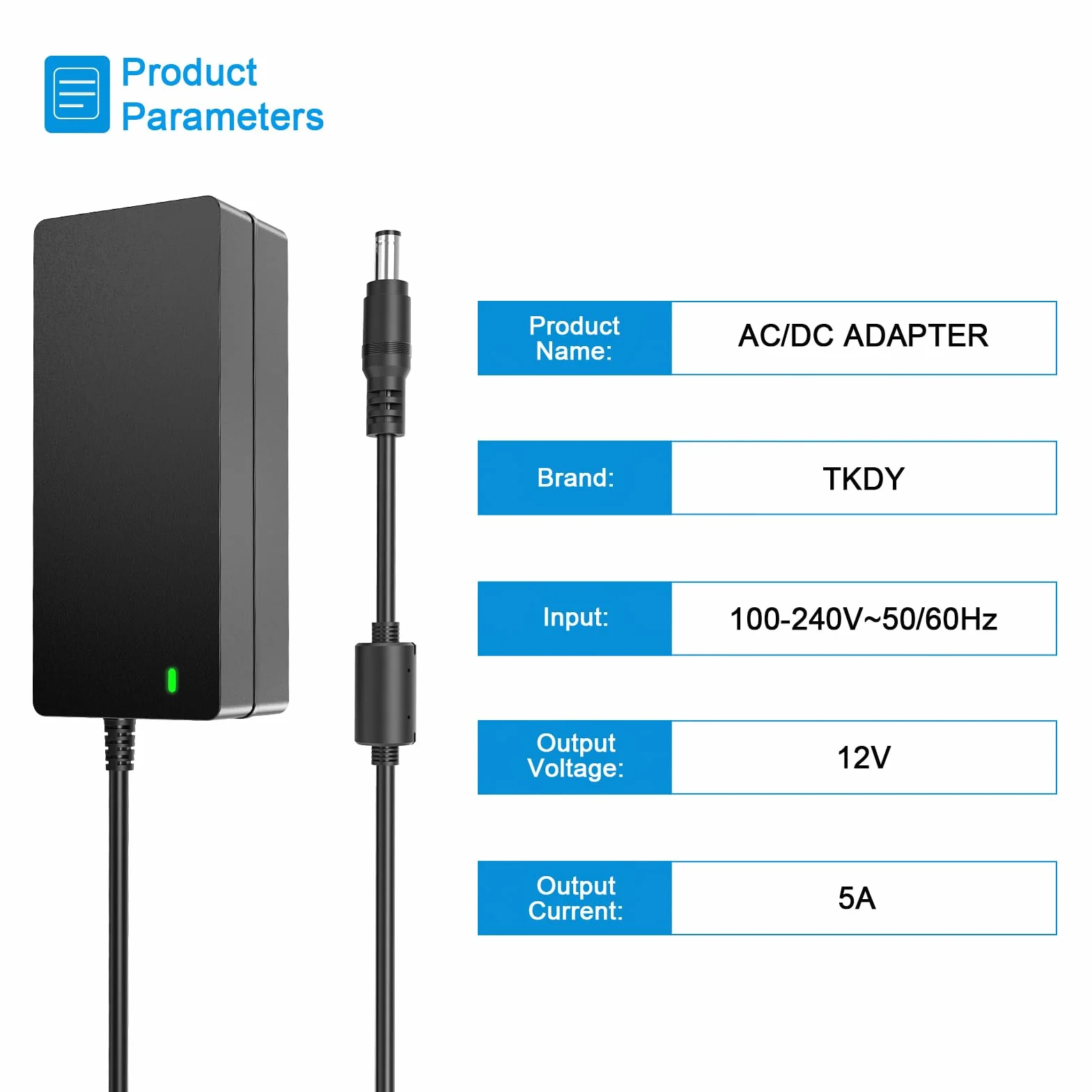 Zasilacz 12 V 5 A CCTV, 12 V, 5 A, zasilacz do kamery bezpieczeństwa z 8-drożnym kablem rozdzielacza, kompatybilny z kamerami Lorex, Samsung, Q-See, Night Owl, Swann, Annke IP i BNC