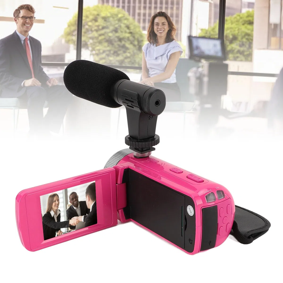 Kamera Wideo, Cyfrowy Aparat do Nagrywania Ekranu, Full HD 1080P 15FPS 16MP 2,4 Cala, Obrót o 270 Stopni LCD, 16-krotny Zoom Cyfrowy Kamera z Mikrofonem i Akumulatorem 1020 MAh