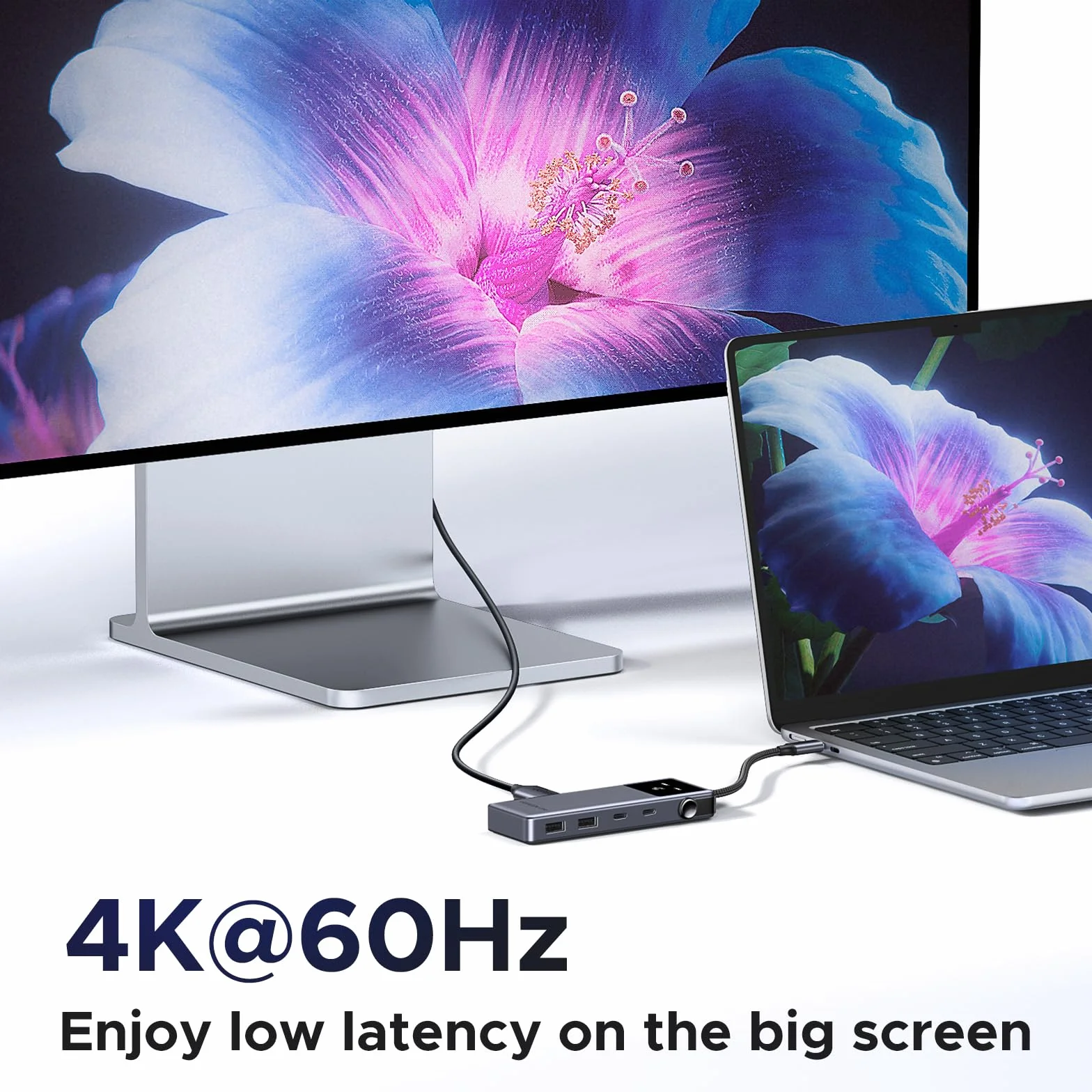 UGREEN Uno USB C Hub 10Gbps 4K@60Hz HDMI Inteligentny wyświetlacz LED PD 100W Adapter USB C 2*USB A i 2*USB C