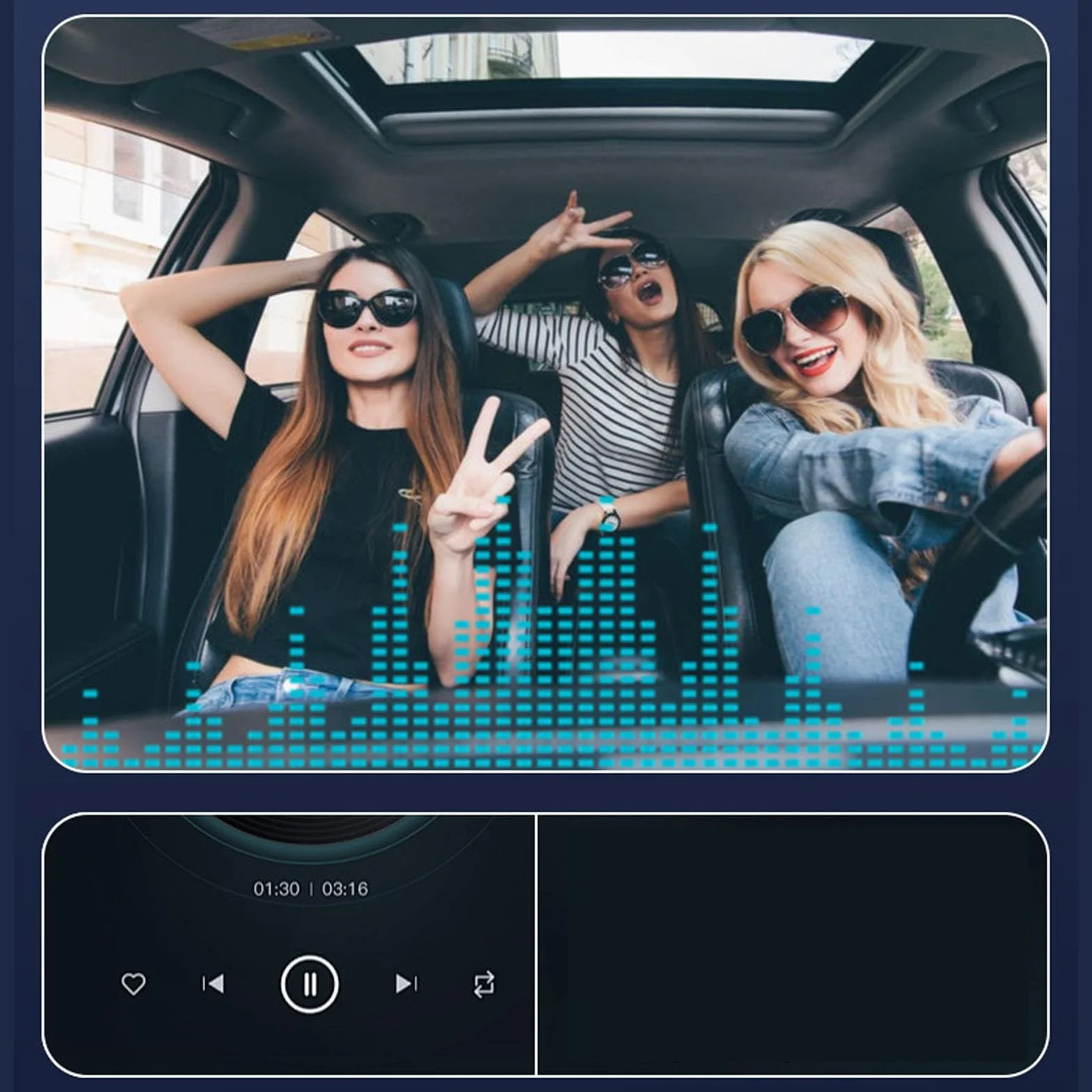 Bezprzewodowy Ekran Samochodowy 6.5 Calowy Ekran Dotykowy HD Bluetooth Sterowanie Głosowe Nawigacja Strumieniowe Przesyłanie Muzyki