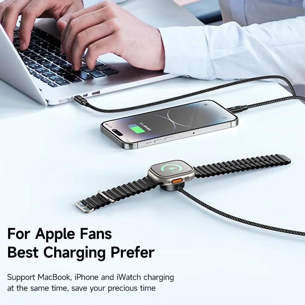 mcdodo Apple Watch 3 w 1 szybkie ładowanie magnetyczne USB-C kabel 100 W kompatybilny Watch Series Ultra 9 8 7 6 5 4/3 SE