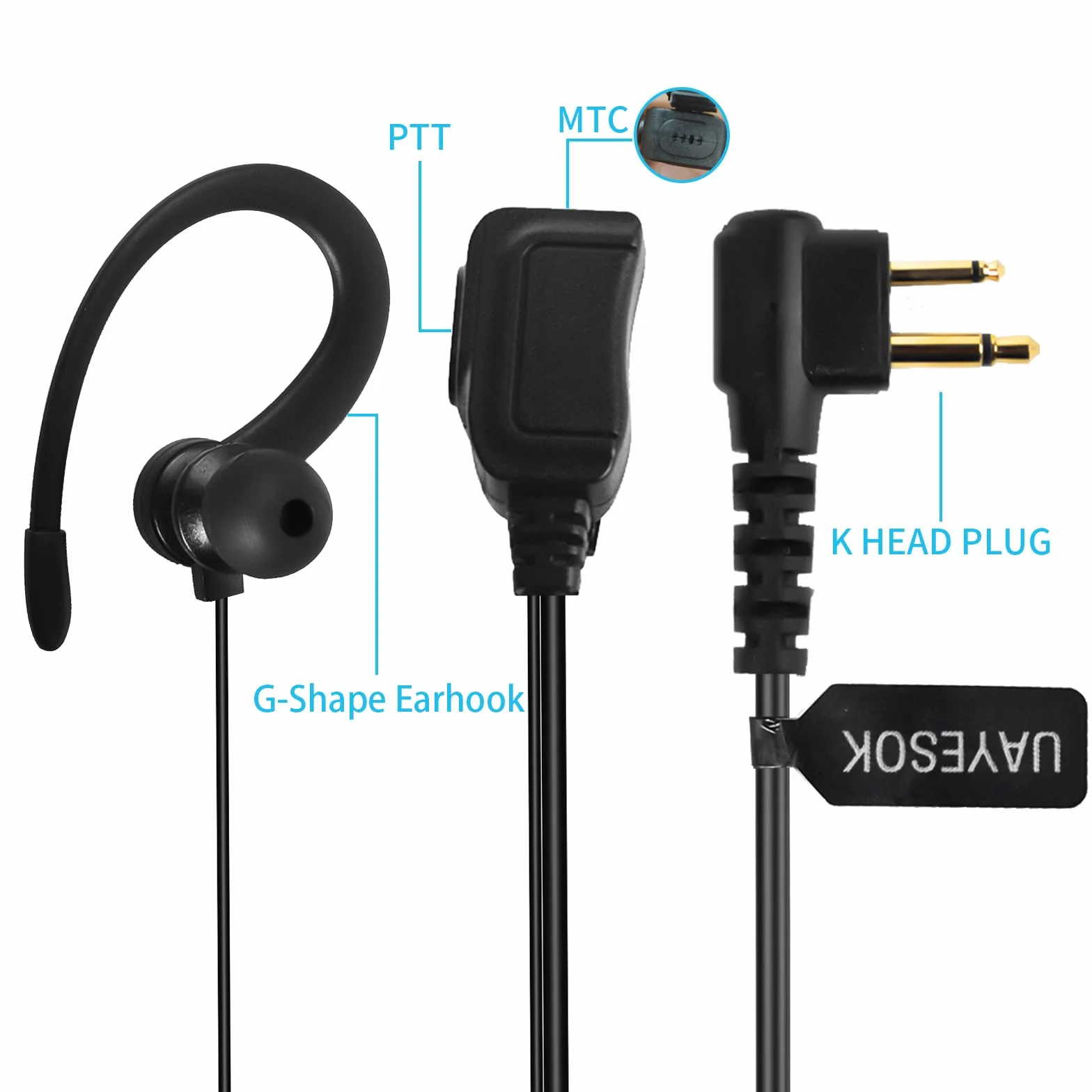 UAYESOK Słuchawki Walkie Talkie, G-Shape Bodyguard Security Radio słuchawka 2-pinowa z mikrofonem PTT i słuchawkami dousznymi do radia dwukierunkowego Motorola CP040 DP1400 GP300 XT420 XT460 Hytera