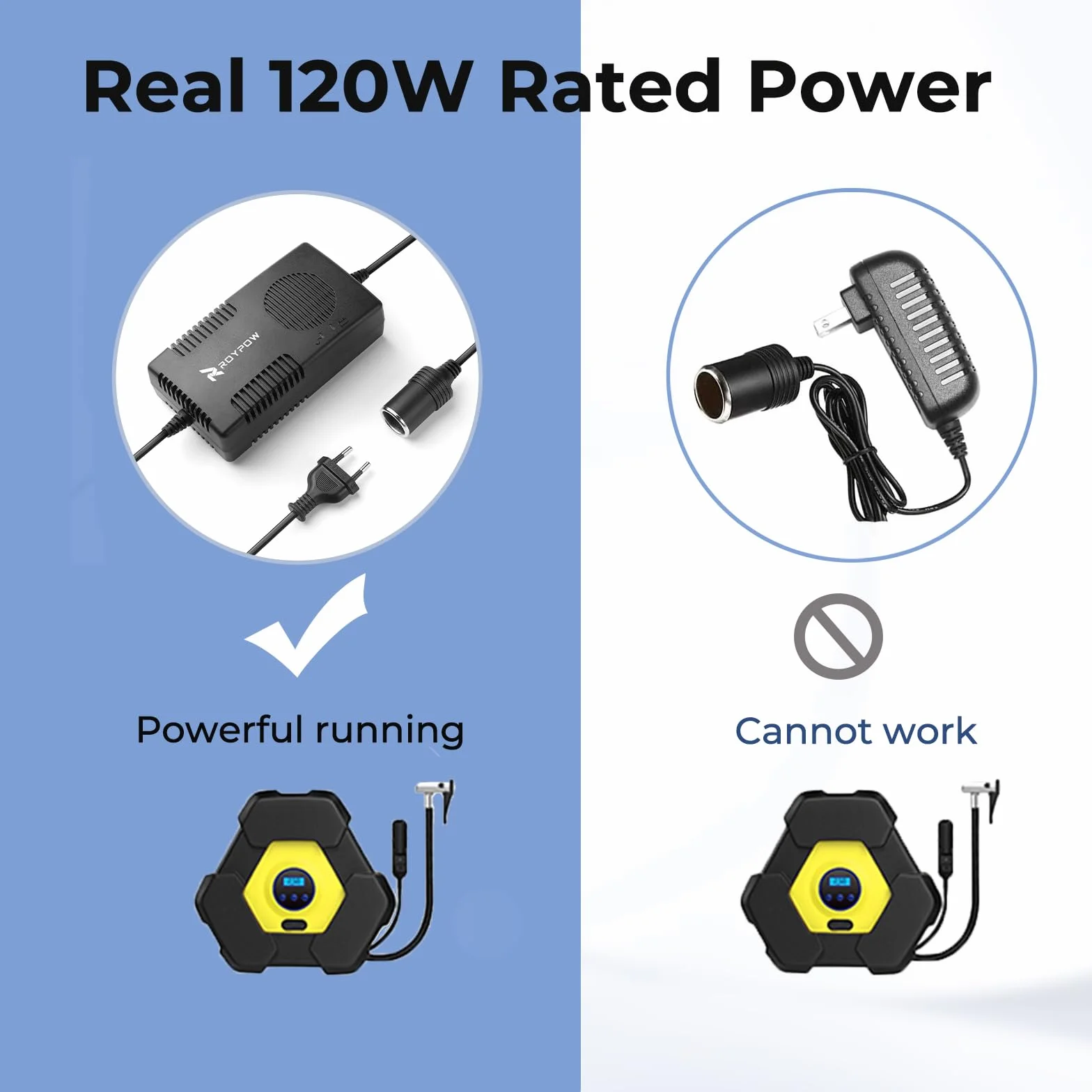 RoyPow 120 W (maks. 150 W) Zasilacz zasilania AC na DC 220 V/230 V/240 V do 12 V do gniazda zapalniczki samochodowej 12 V/10 A DC zasilacz transformatora konwertera