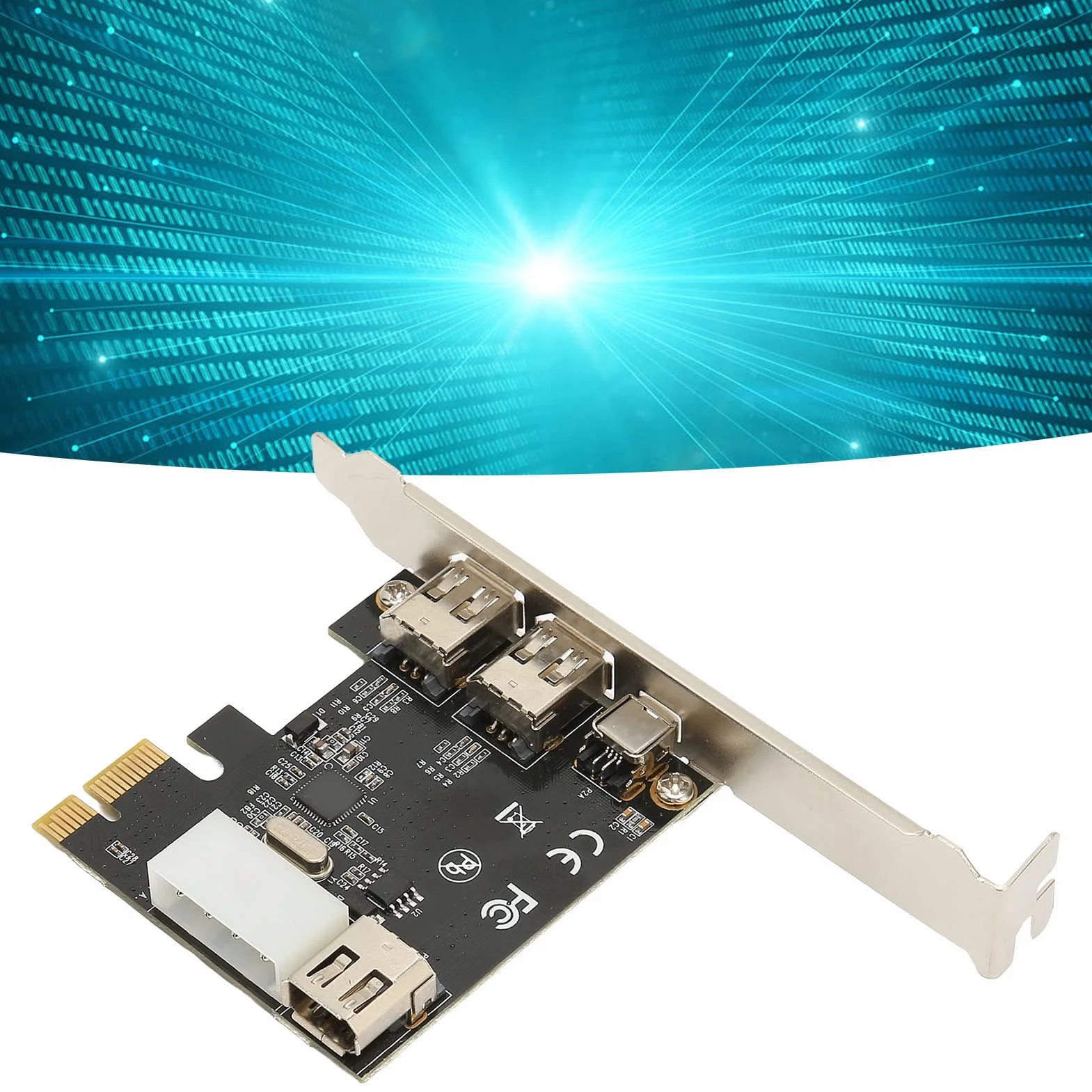 Karta Firewire High Speed ​​PCIE 1X do 1394A 2,5 Gb/s, 4 Porty Kontrolera IEEE 1394 PCI Express (3 X 6 Pin i 1 X 4 Pin), Adapter Firewire 1394a dla 7/8, dla Server