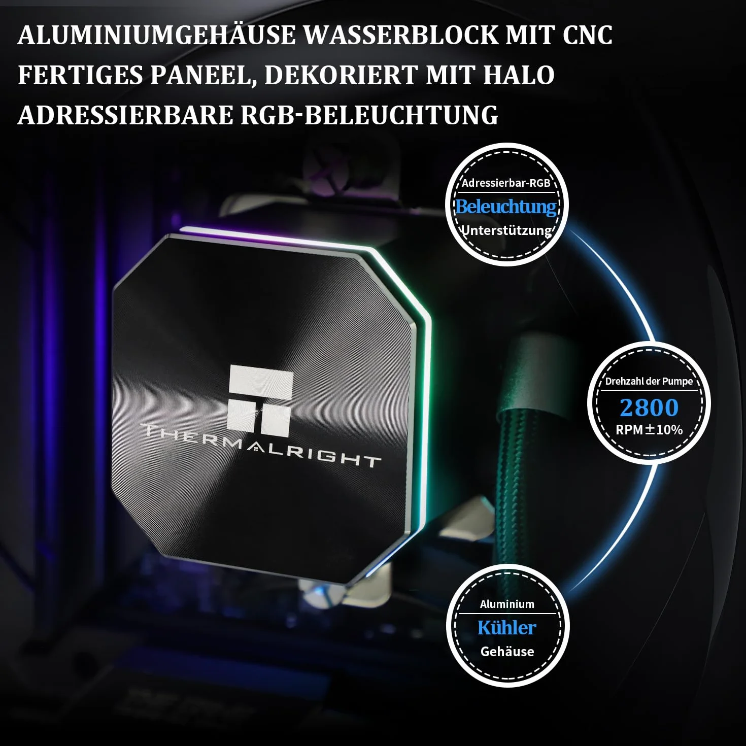 TR Frozen Edge 240 wentylator chłodzący do procesora, wentylator PWM, prędkość pompy 3300 obr./min, łożysko S-FDB do AMD AM4/AM5, Intel LGA1150/1155/1200/1700/2011 (FE240 czarny)