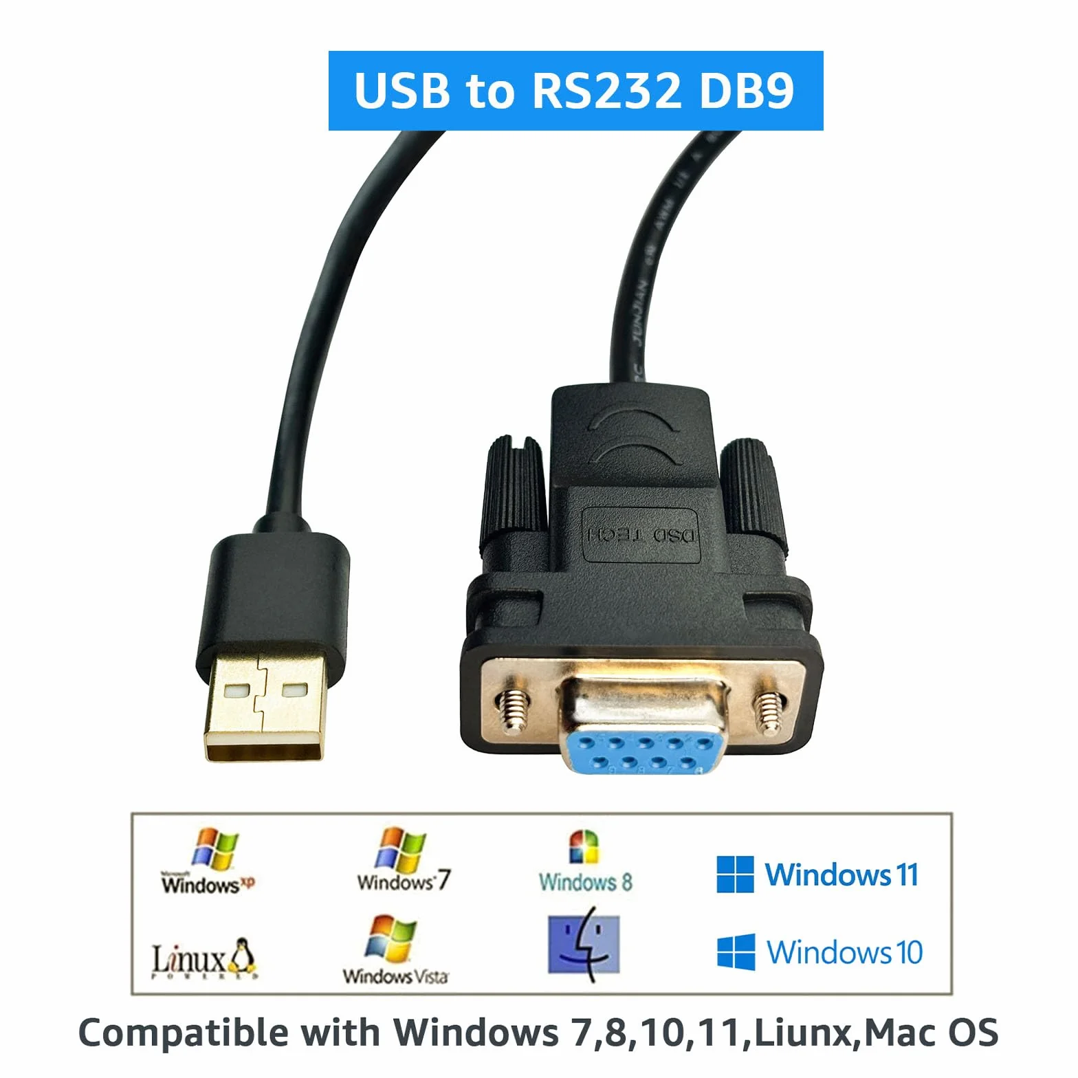DSD TECH SH-RS232G Kabel USB do serii DB9 żeński Zintegrowany chip FTDI FT232RL