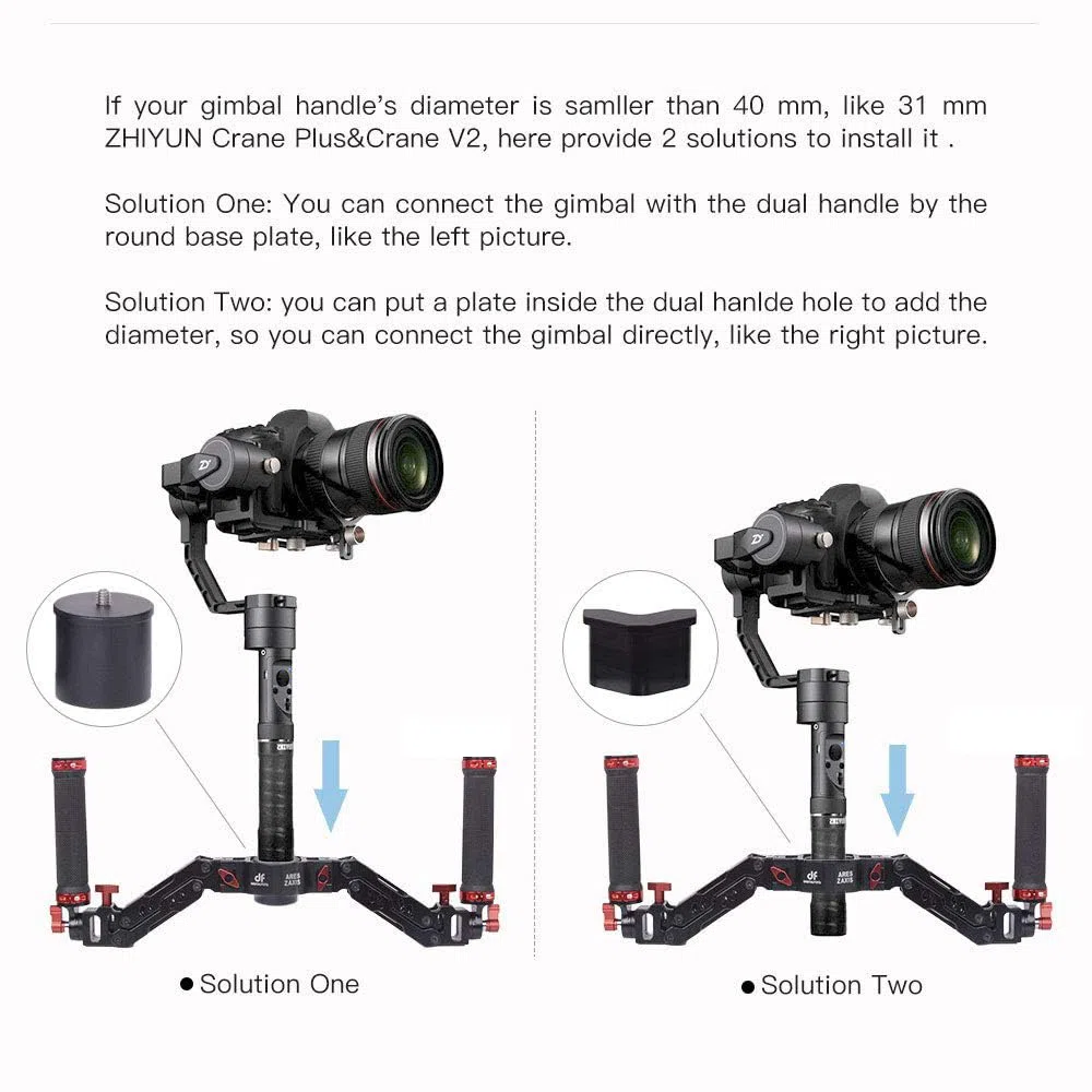 DF DIGITALFOTO ARES Z Axis Spring Dual Handle, elastyczny tłumiący odłączany podwójny uchwyt gimbala, kompatybilny z ZHIYUN Crane 2 MOZA FEIYU DJI Ronin S/S2/RS3/RS3 Pro 3 Axis Gimbal