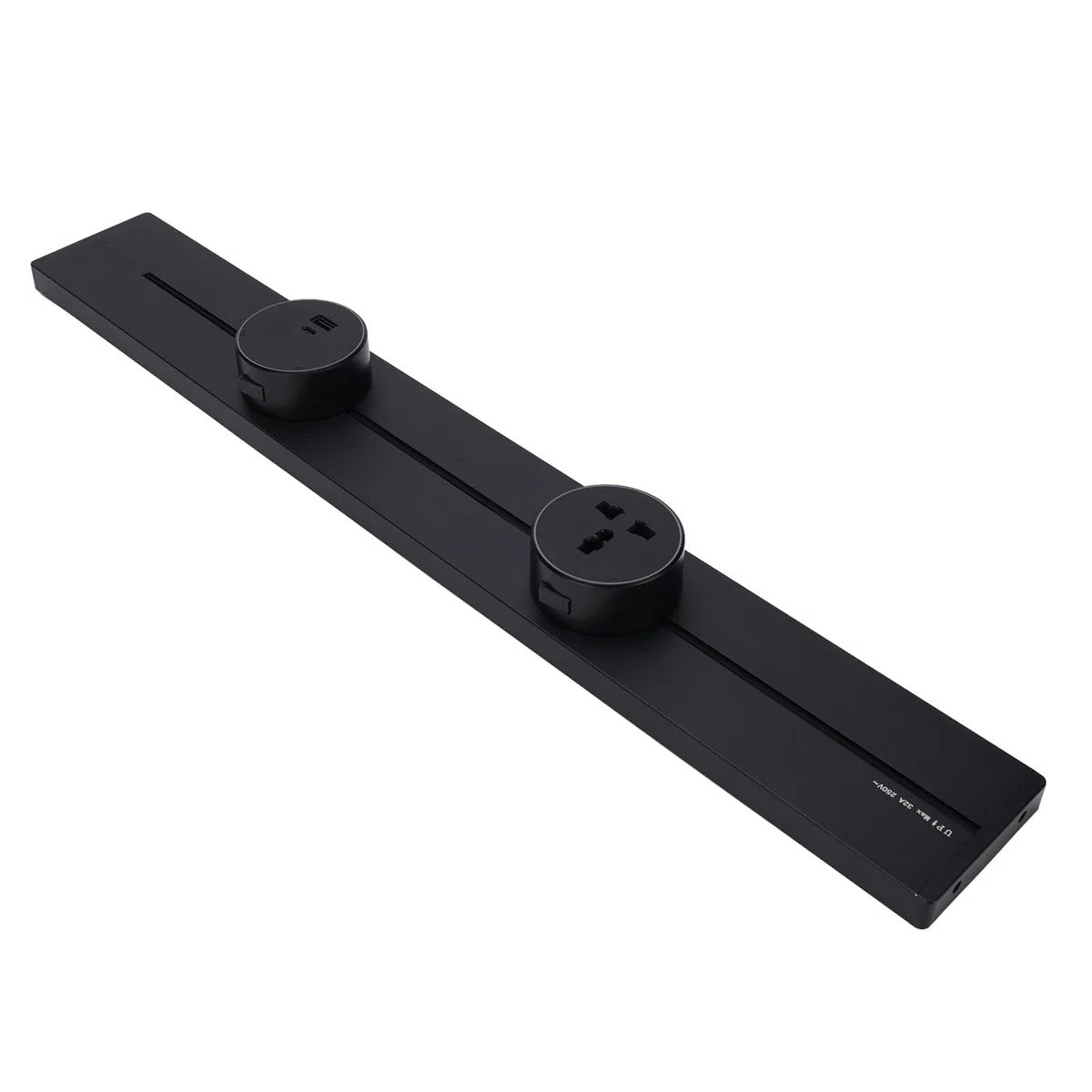 Listwa Zasilająca 32A z 3 Ruchomymi Gniazdami 600 Mm 8000 W Stop Aluminium do Salonu, Kuchni, Biura (2 gniazda uniwersalne 1 gniazdo USB i gniazdo)