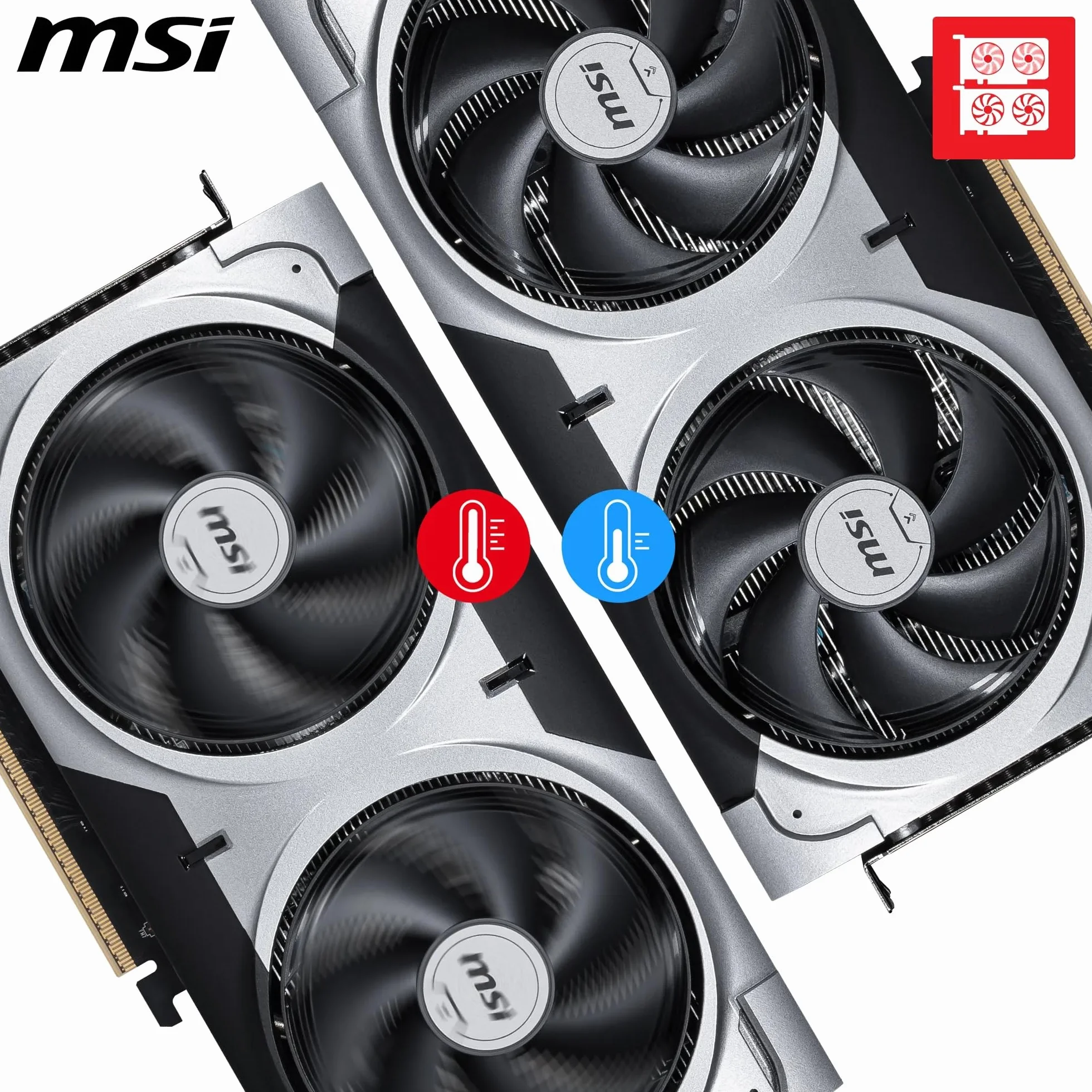 MSI Karta graficzna GeForce RTX 5060 Ti 16G VENTUS 2X OC PLUS - GPU RTX 5060 Ti, 16 GB GDDR7 (28 Gb/s/128-bit), PCIe 5.0 - podwójny wentylator konstrukcja termiczna (2 x wentylator STORMFORCE) - HDMI
