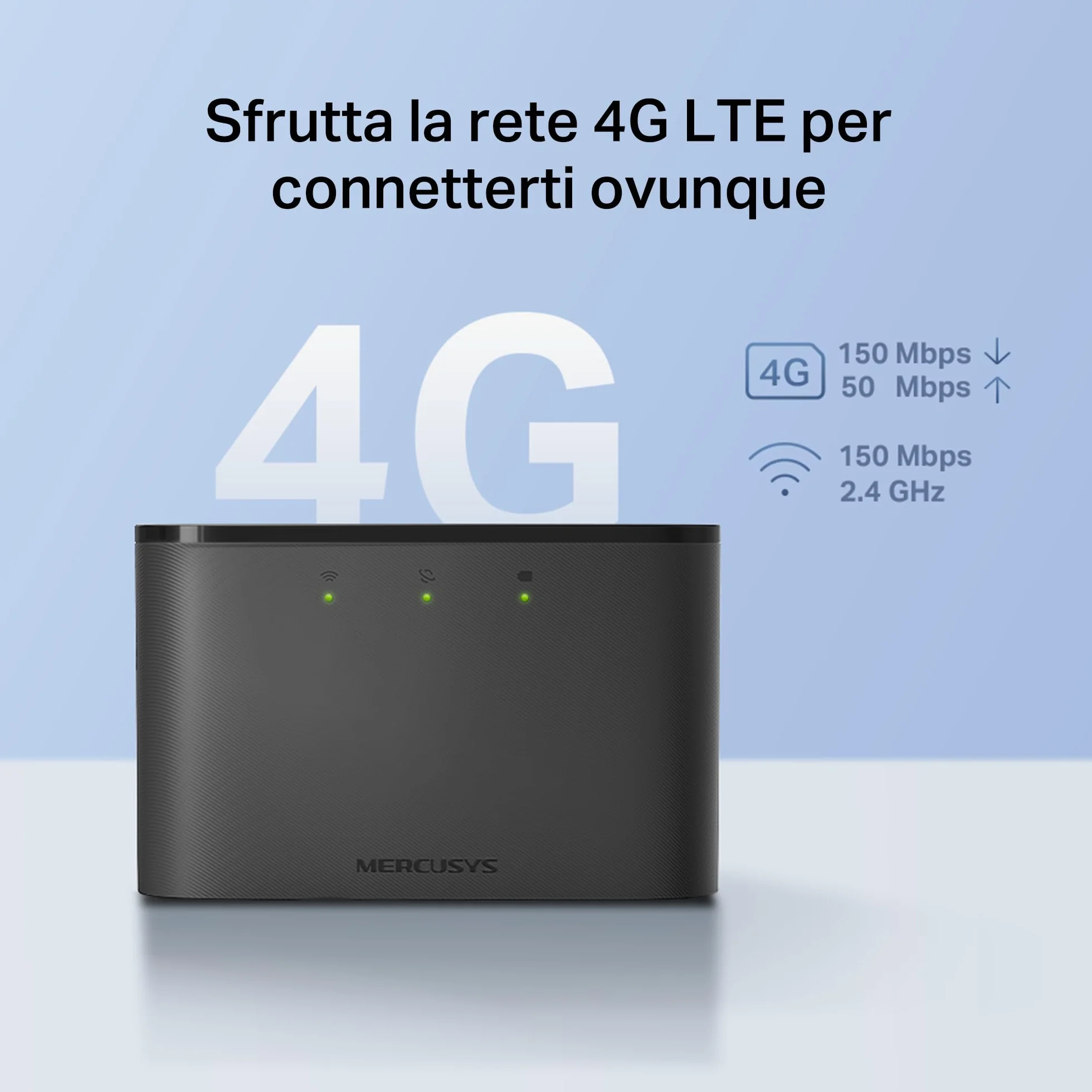 Mercusys MT110 | Mobilny Hotspot Wi-Fi 4G LTE | Pobieranie do 150 Mb/s | Bateria 2200 mAh na 10 godzin | Obsługuje do 10 urządzeń | Plug & Play z kartą SIM | Wi-Fi 2,4 GHz