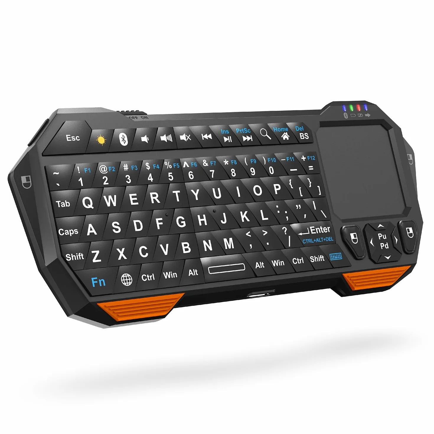 Fosmon Mini Klawiatura Bluetooth z Panelem Dotykowym (QWERTY) Ładowanie USB-C - Do Smart TV, Android TV Box, Fire Stick, PS5, Gamingowy, Smartfon, Tablet, HTPC/IPTV, okularami VR