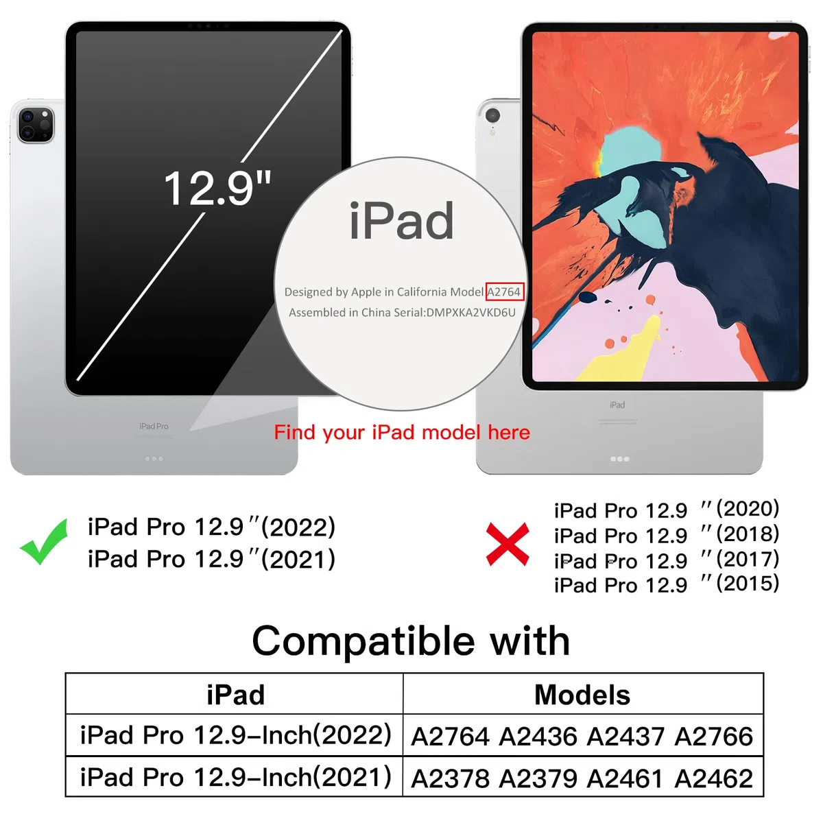 JETech Etui Ochronne dla iPad Pro 12,9" 6./5. Gen (2022/2021), Jasny Fiolet | Uchwyt na Pencil, Potrójnie Składana Podstawka, Odporna na Wstrząsy, Lekka Konstrukcja
