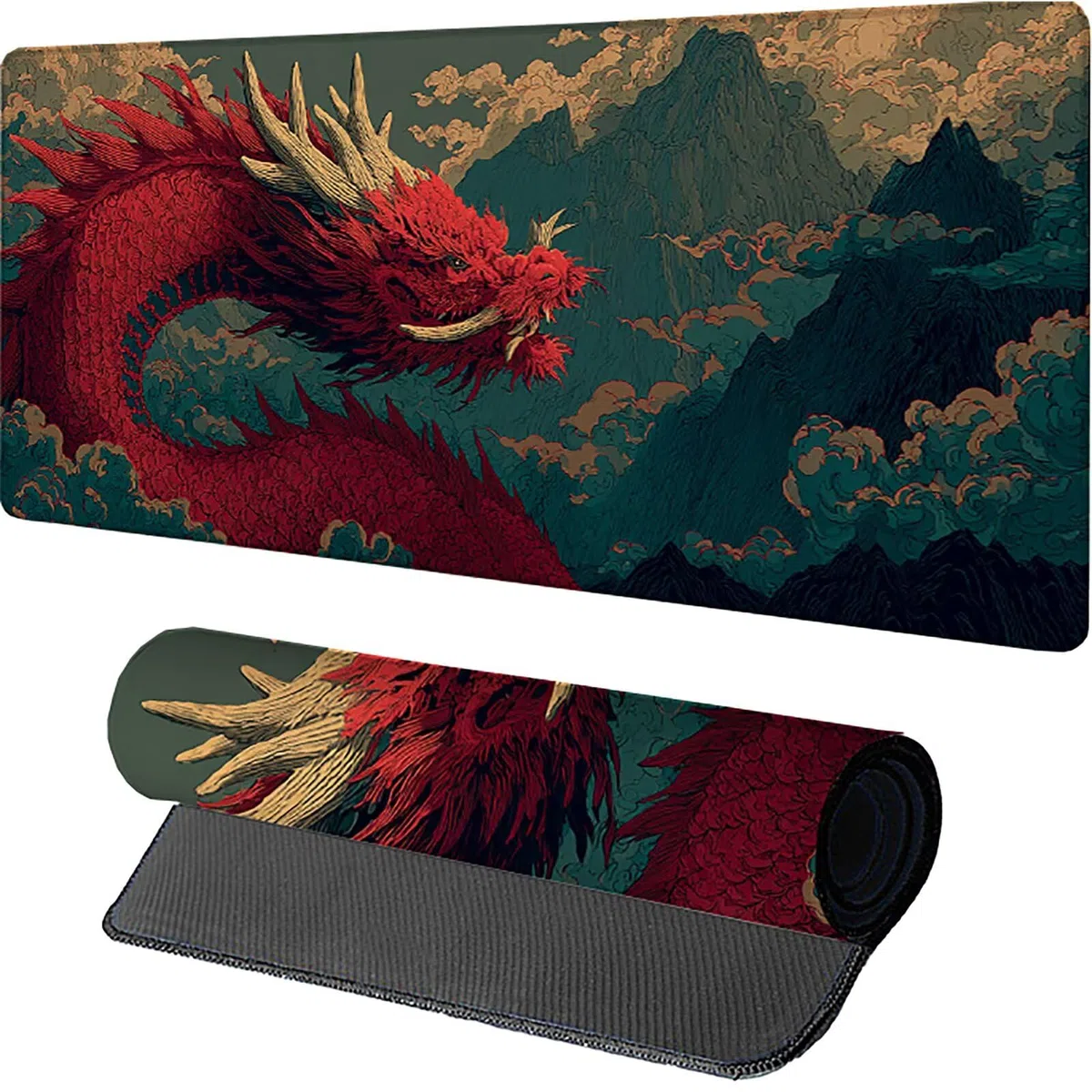 Dragon Gamingowa podkładka pod mysz 1600 x 800 x 3 mm, podkładka pod mysz XXL ze zszytymi krawędziami, akcesoria gamingowe, poprawia precyzję i prędkość, podkładka pod mysz, duża podkładka pod mysz do