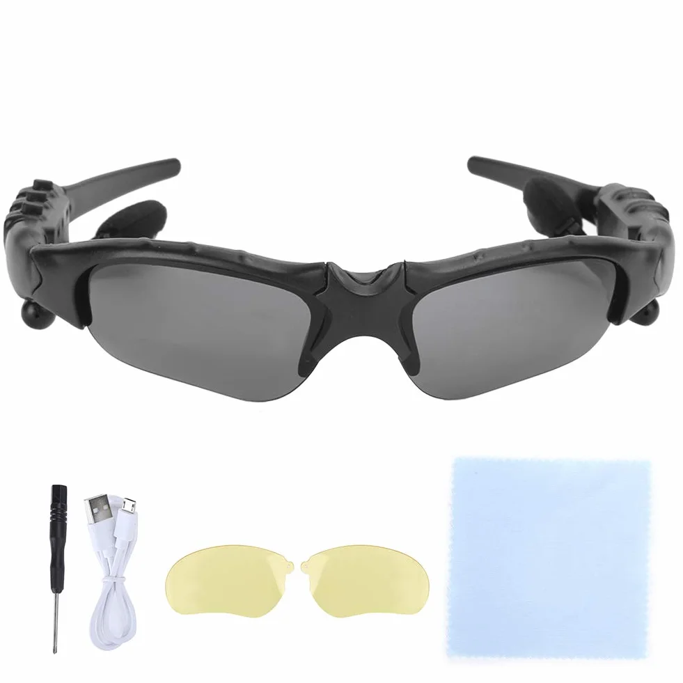 Okulary Polaryzacyjne Bluetooth, Przenośne Inteligentne Bezprzewodowe Okulary Przeciwsłoneczne 5.0 Sportowe Okulary do Jazdy ze Słuchawkami Stereo, do Rozmowy, Słuchania Muzyki(Żółta soczewka)