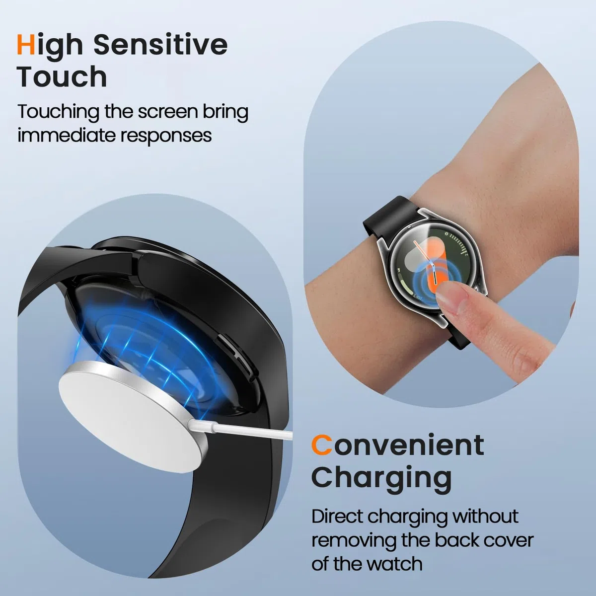 ivoler 3 sztuki etui z osłoną ekranu do Samsung Galaxy Watch 7 44 mm, pełne etui ochronne z miękkiego TPU cienkie, odporne na wstrząsy etui odporne na zarysowania (2 przezroczyste 1 czarne)
