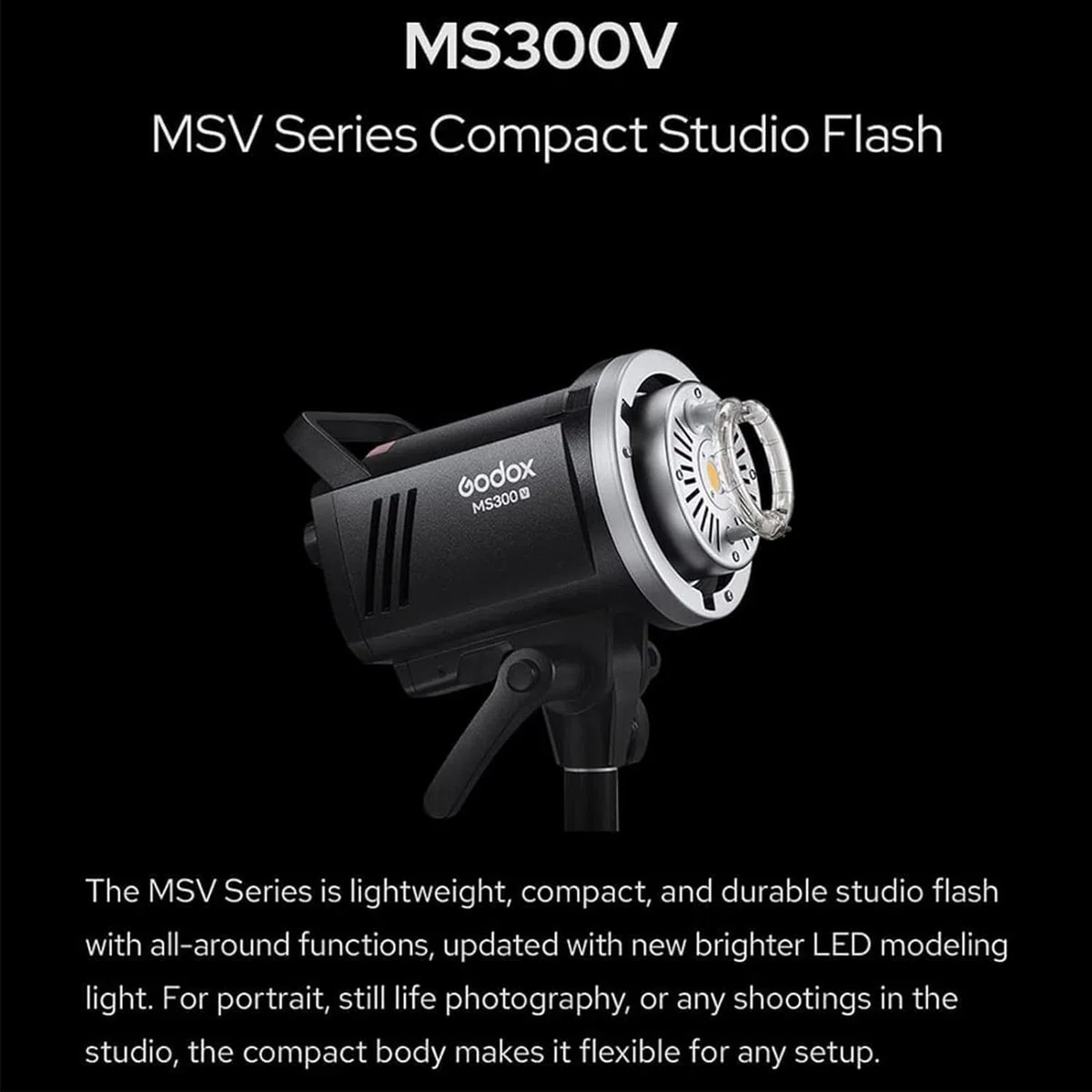 Godox MS300-V Studio lampa błyskowa 300 W z ulepszoną lampą do modelowania LED, bezprzewodowy system X 2,4 G, idealna podstawka Bowens do mody, reklamy i fotografii studyjnej