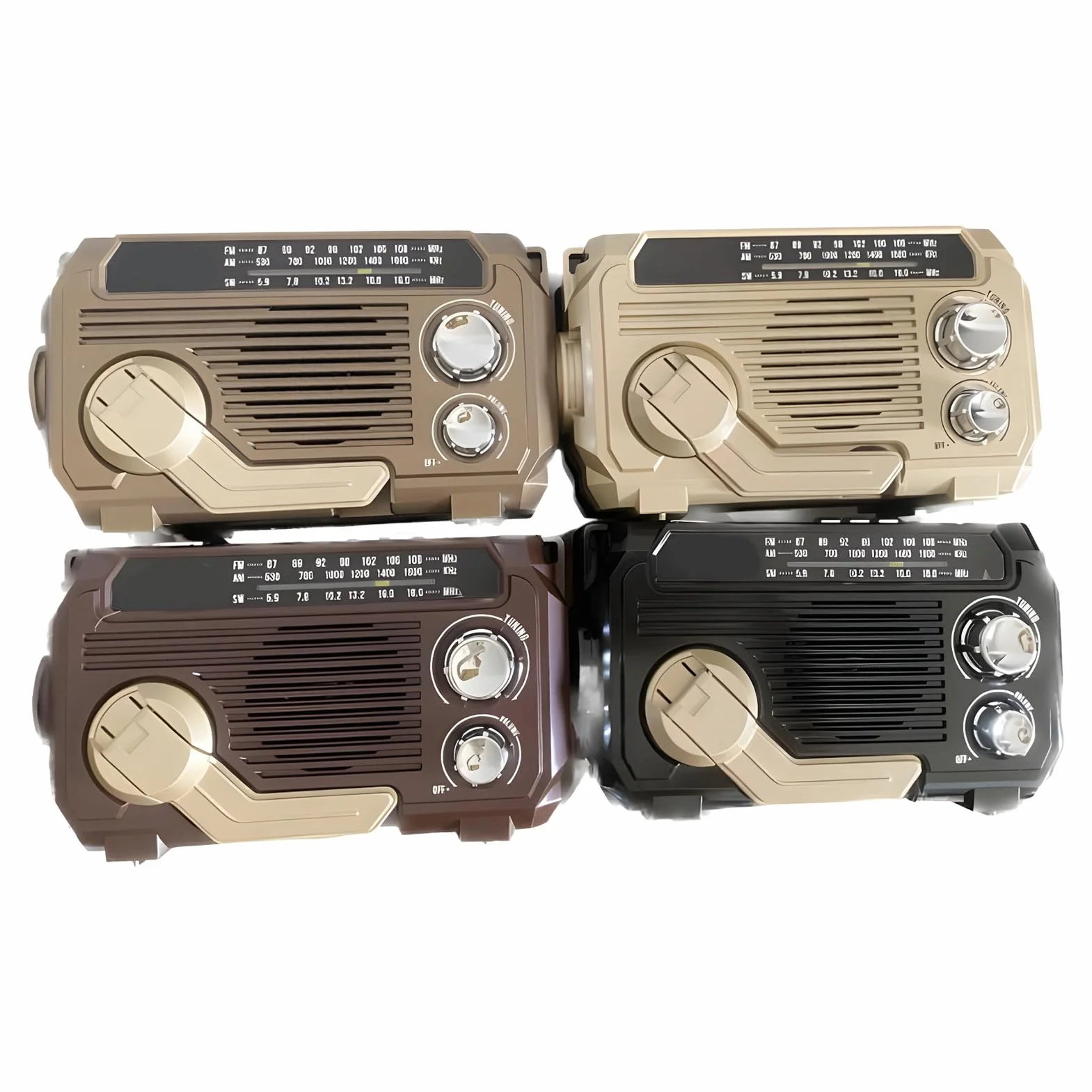 Radio z korbą słoneczną, radio z korbą | Przenośna latarka radiowa na baterię słoneczną z korbą ręczną,Bezprzewodowe radio survivalowe z 3-kierunkowym ładowaniem i latarką do użytku wewnątrz i na zewn