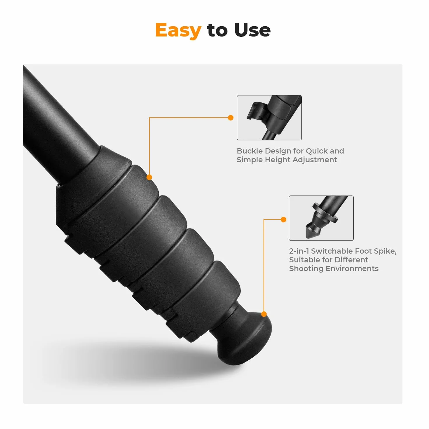 K&F Concept Monopod do aparatu, 160 cm aluminiowa fotografia kompaktowy monopod o 5-częściowej wysokości, lekki monopod podróżny do aparatu DSLR, nośność 10 kg/22 lbs, MS16
