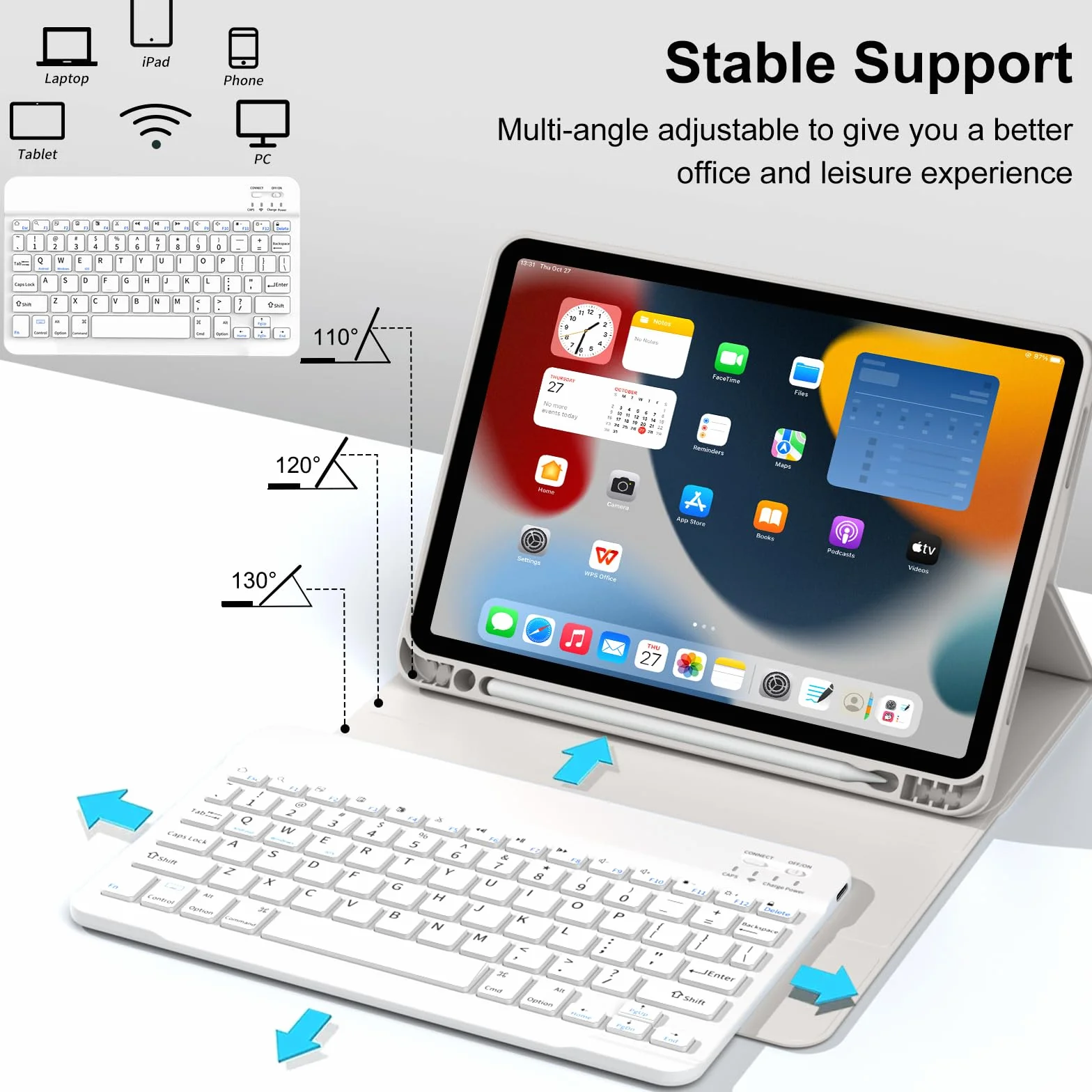 Etui na klawiaturę do iPad Air 11" (M2) 2024, iPad Air 5. Gen 2022/4. Gen 2020 10,9", Bluetooth QWERTZ, Szary
