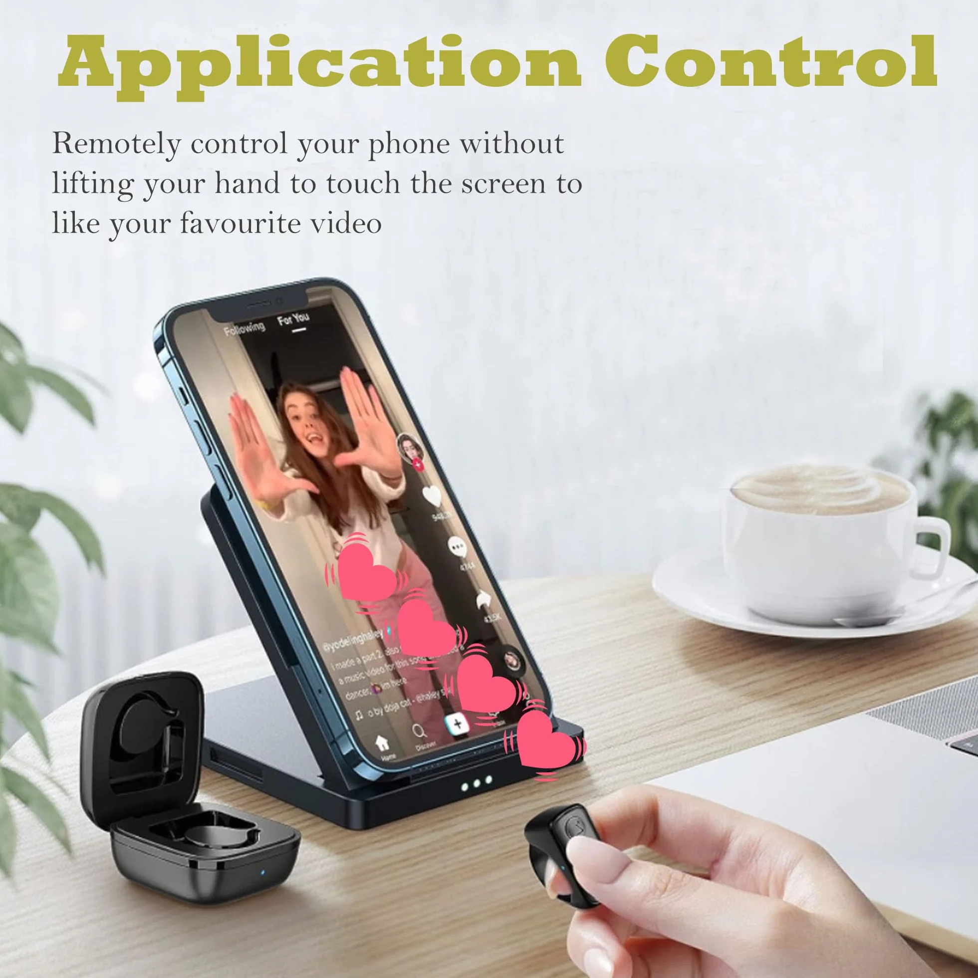 Remote Finger Scroller Remote eBook Bluetooth Scrolling Finger Page Turner, Page Turner ， Pilot Bluetooth ， Kompatybilny z iPhone, Ipad, Android (Obsidian Black)