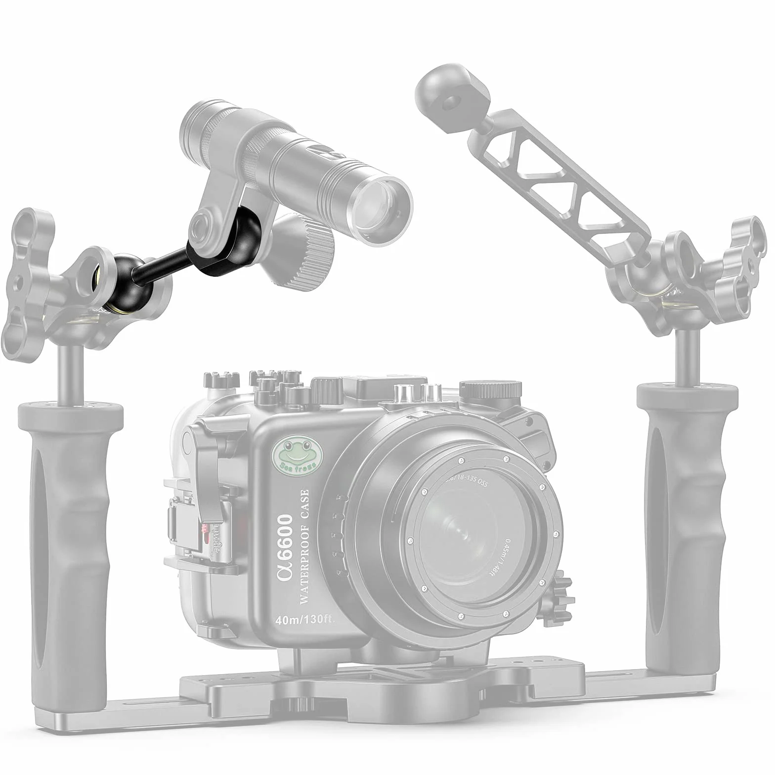 Sea Frogs 3" 7,62 cm aluminiowy adapter YS 1" ramię kulowe do podłączenia stroboskopu światła wideo do obudowy podwodnej