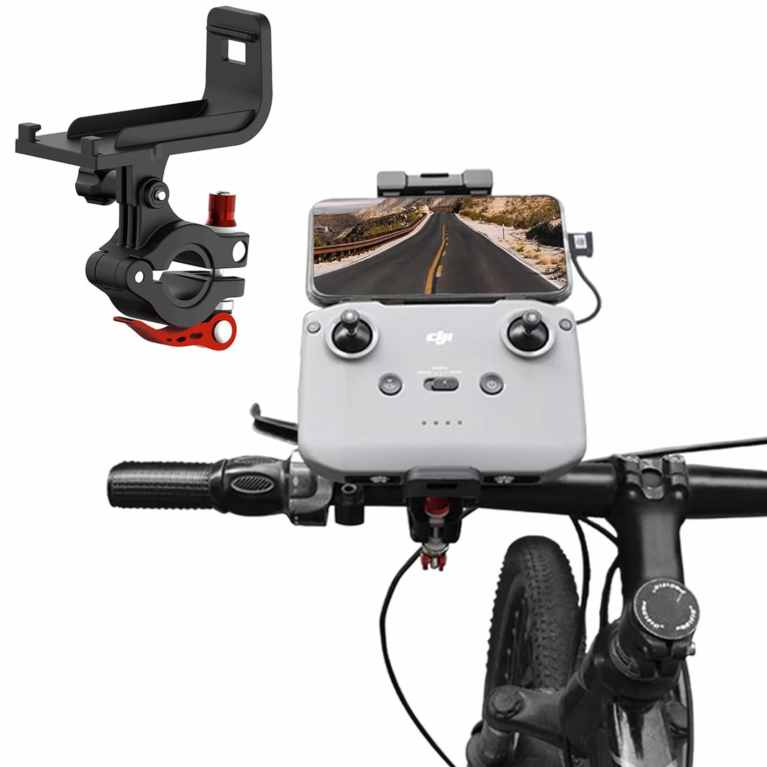 Gdraco Mavic Air 2 uchwyt rowerowy na pilot zdalnego sterowania Air 2S jazda uchwyt na pilot zdalnego sterowania metalowy uchwyt do drona DJI Mini 3 Pro RC-N1/ Mavic 3/Mini 2/ Mavic Air 2 dron