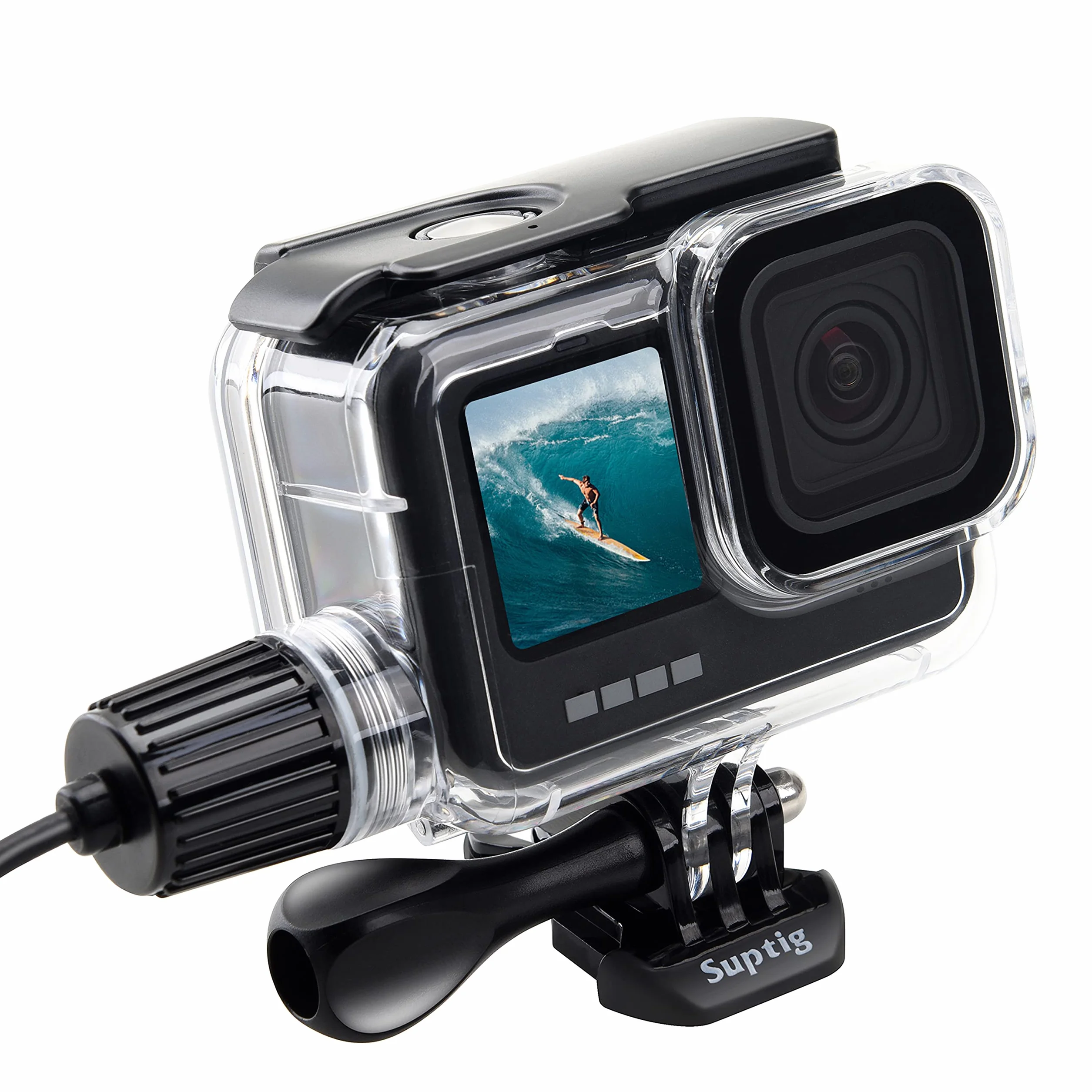 Suptig Wodoodporna obudowa wodoodporna obudowa etui nurkowe etui ładujące kompatybilne z Gopro Hero 11 Hero 10 Hero 9 czarne wodoodporne 400 m