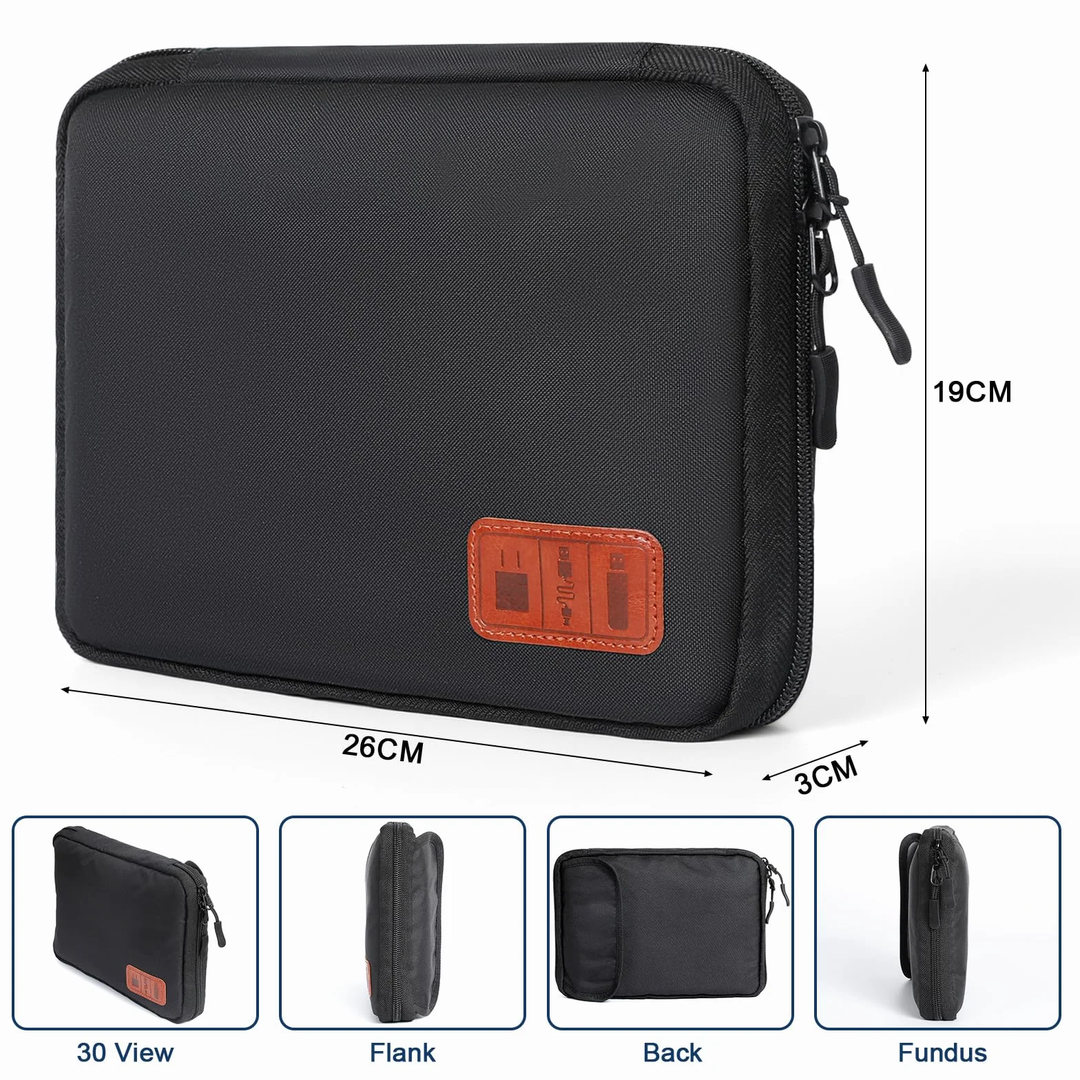 Cozary Torba do przechowywania kabli, torba na kable podróżne, przenośny organizer akcesoriów elektronicznych na dyski twarde, kable, ładowarkę, kable USB, kartę SD, czarny, Przenośna i oszczędzająca
