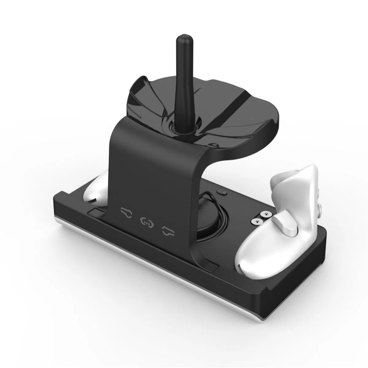 BeisDirect Stacja ładująca do Meta Quest 3, magnetyczna stacja ładująca USB, zestaw słuchawkowy Quest 3 VR i kontrolera dotykowego, szybkie ładowanie z kolorowym wskaźnikiem LED, czarna