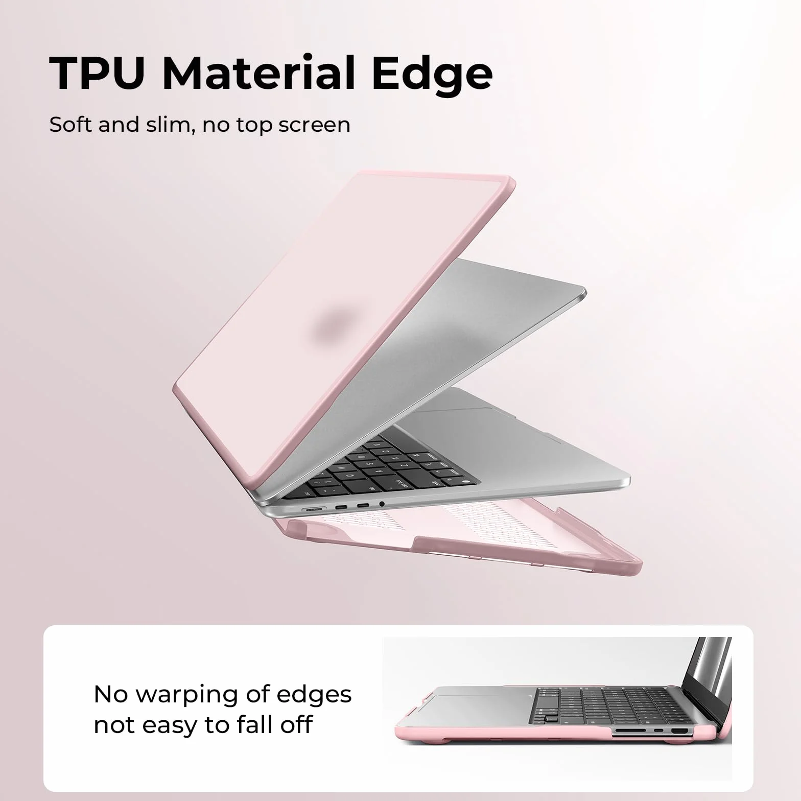 BlueSwan Etui Kompatybilne z MacBook Pro 14 Cali M5 M4 M3 M2 M1, Ramka TPU + Matowa Osłona PC, Różowy