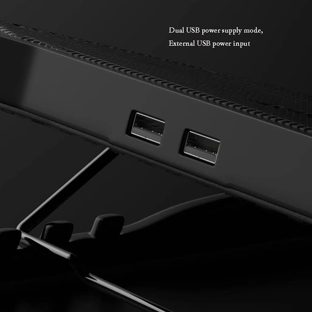 Podstawka Chłodząca Stabilny Podkładka Chłodząca Do Laptopa Z 2 Regulowanymi Wysokościami, Czterema Wentylatorami I Portami USB Odpowiednia Laptopów 12"-17" Cichy Biurko