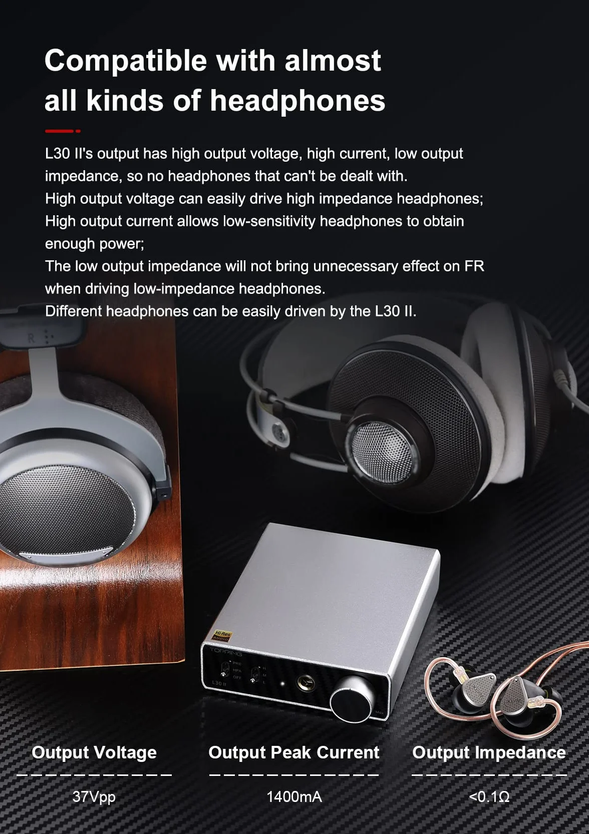TOPPING L30II wzmacniacz RCA Hi-Res przedwzmacniacz słuchawkowy HiFi (srebrny)