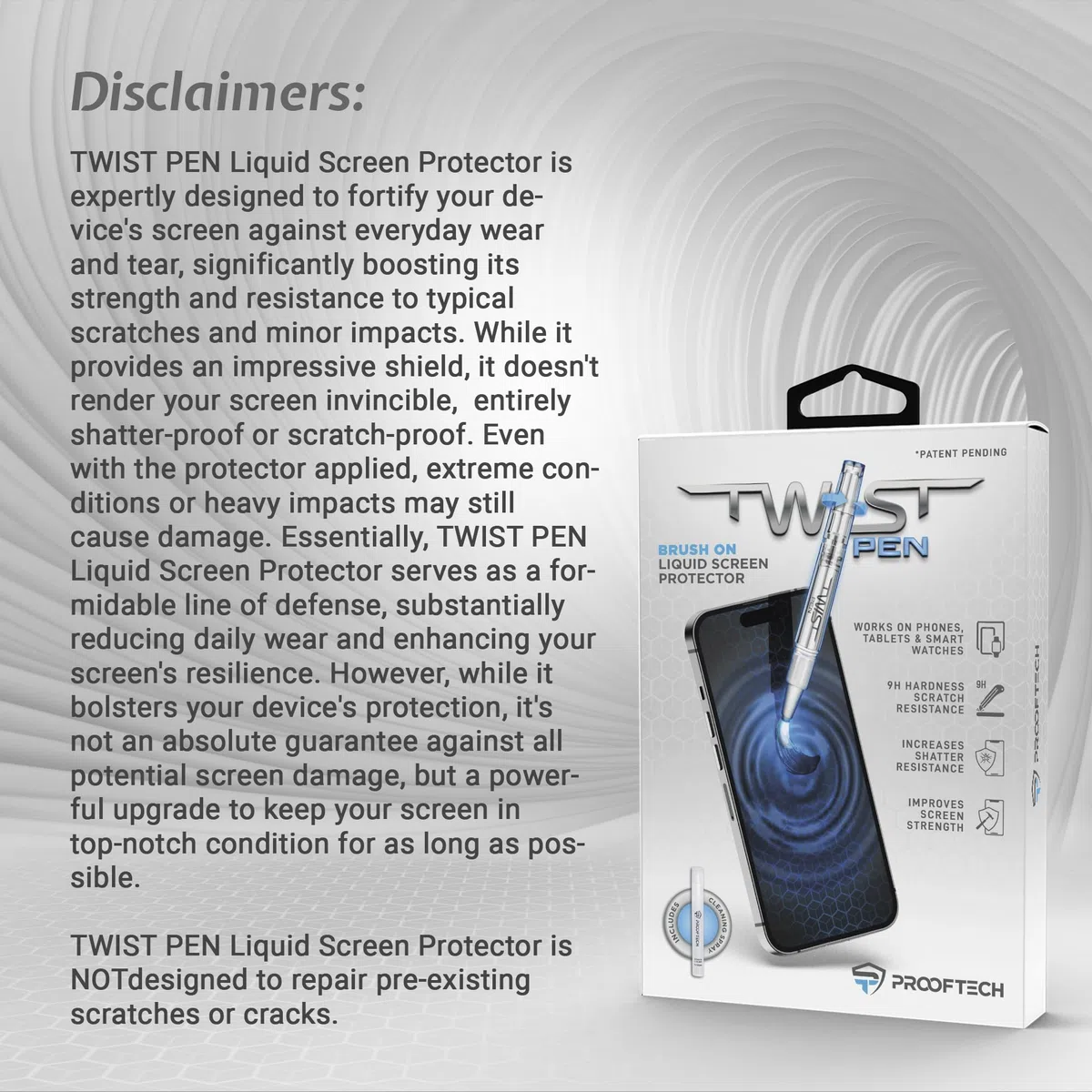 TWIST PEN Osłona ekranu z płynnego szkła na maksymalnie 10 urządzeń – odporna na zarysowania i pękanie, nano ochrona do wszystkich telefonów, tabletów, inteligentnych zegarków, uniwersalna