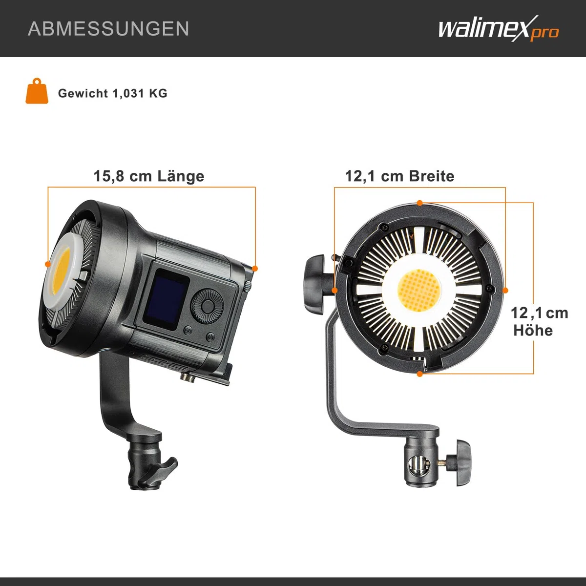 Walimex pro Niova 120 W Compact Bi Color ściemniana lampa wideo LED z reflektorem Bowens I światło studyjne z technologią COB LED I 3000-6500 K, CRI=95+ I natężenie światła regulowane w zakresie