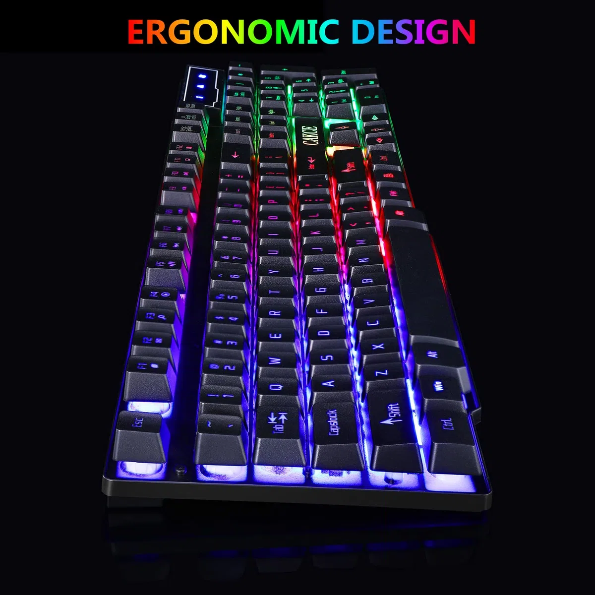 Klawiatura do gier RGB i kolorowa mysz, przewodowe podświetlenie LED USB mysz do gier i klawiatura do laptopa PC gier i pracy, blask liter, uczucie mechaniczne