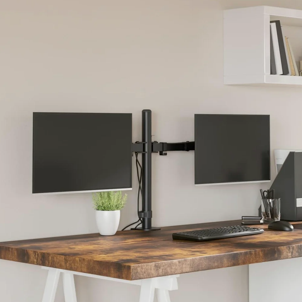 ShGaxin VESA Czarny podwójny stojak na monitor ze stali 75/100 mm, stojak na ekran komputera, stojak na monitor biurko, akcesoria biurowe, akcesoria biurkowe, podstawa monitora - 358002