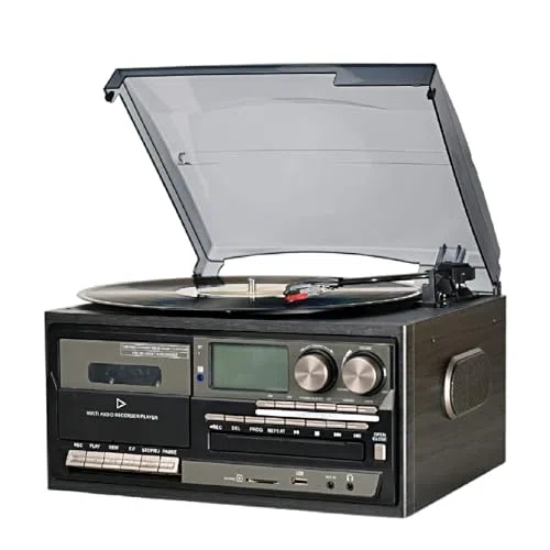 Bezprzewodowe głośniki stereo w stylu retro z odtwarzaczem CD, odtwarzaczem płyt, radiem, Bluetooth i pilotem zdalnego sterowania – najlepsze centrum rozrywki dla entuzjastów muzyki