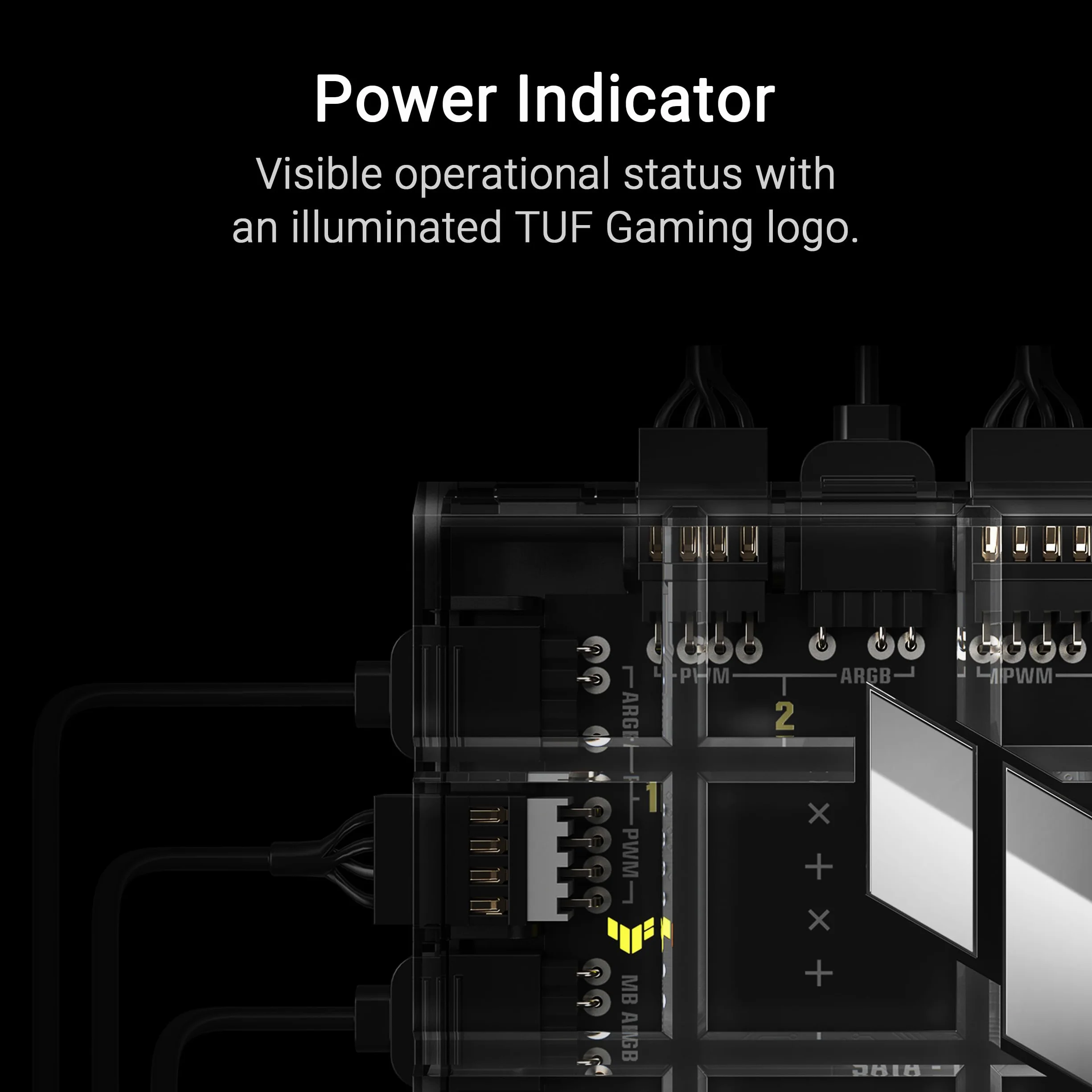 ASUS TUF Gaming ARGB PWM Hub wentylatora (6 portów do wentylatora obudowy PWM i sterowania ARGB, 2 x złącza zasilania SATA, synchronizacja chłodzenia i efektów świetlnych, magnetyczne mocowanie,