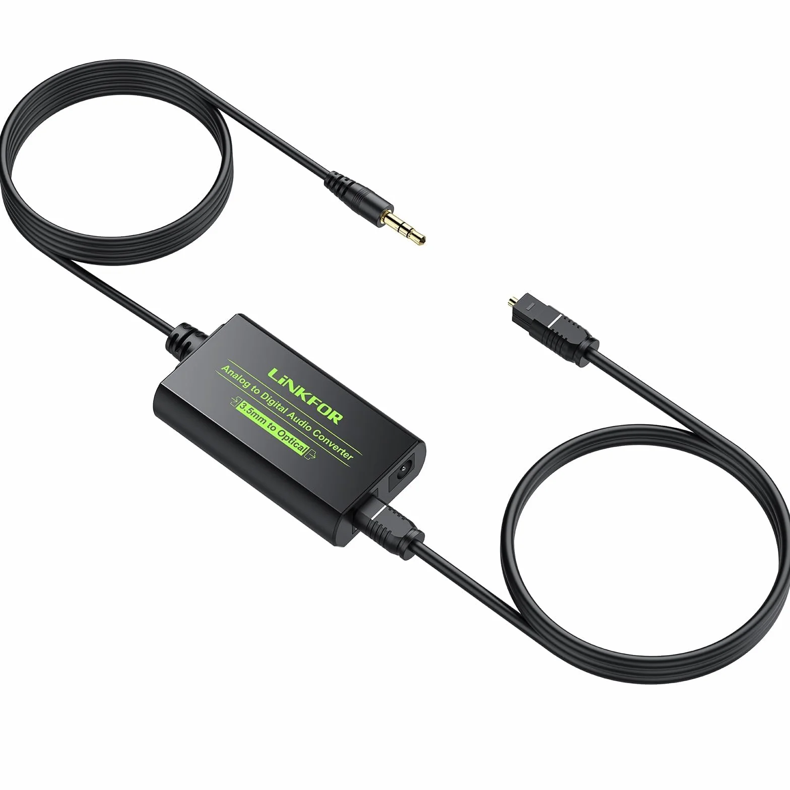 LiNKFOR Konwerter 3,5 mm na SPDIF 48 kHz analogowy cyfrowy konwerter analogowy do cyfrowego konwertera audio 3,5 mm na optyczny konwerter z kablem optycznym 1 m do PS3, DVD, Sky, Xbox, HDTV,
