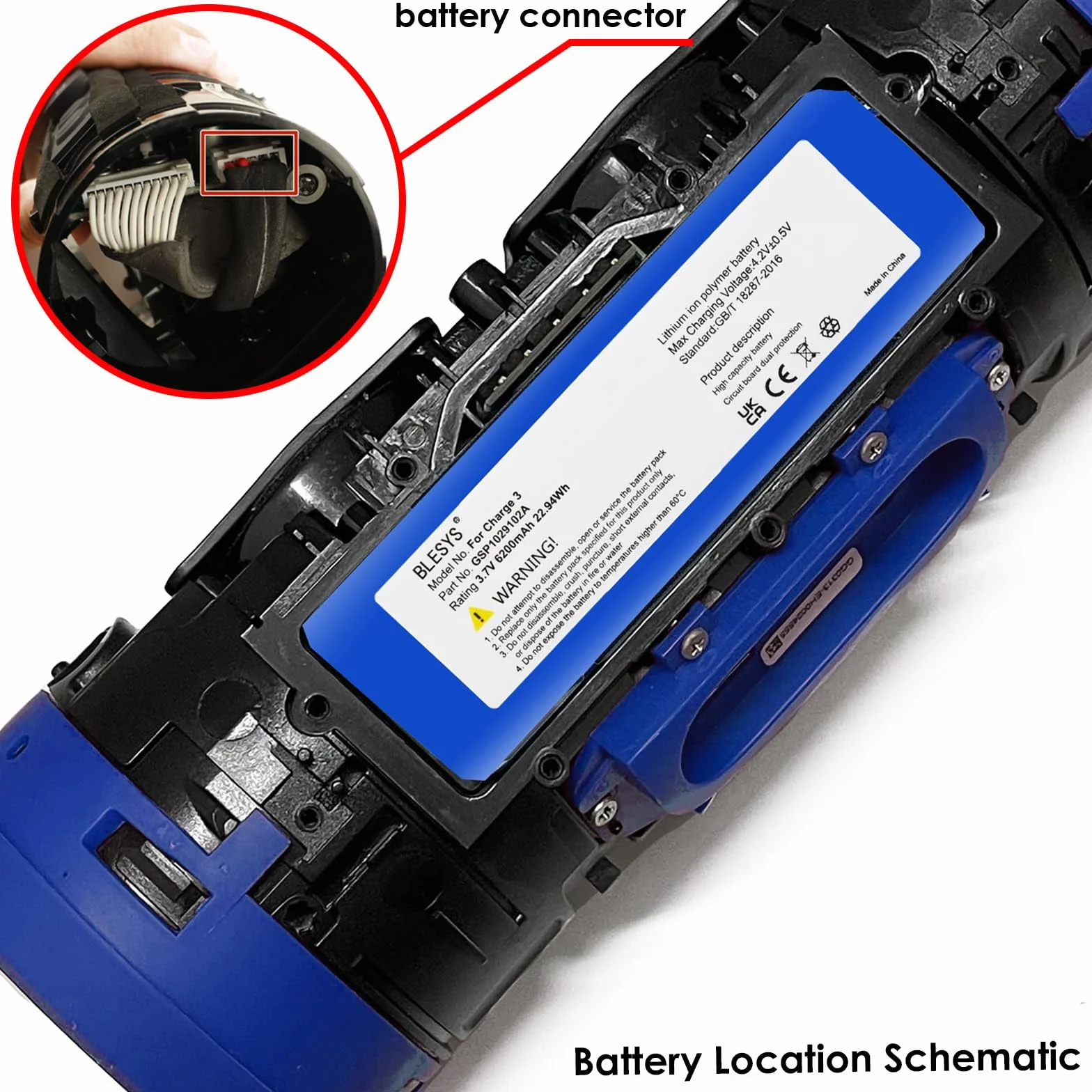 Bateria 3,7V 6200mAh do JBL Charge 3 (wersja 2016) Litowo-polimerowy