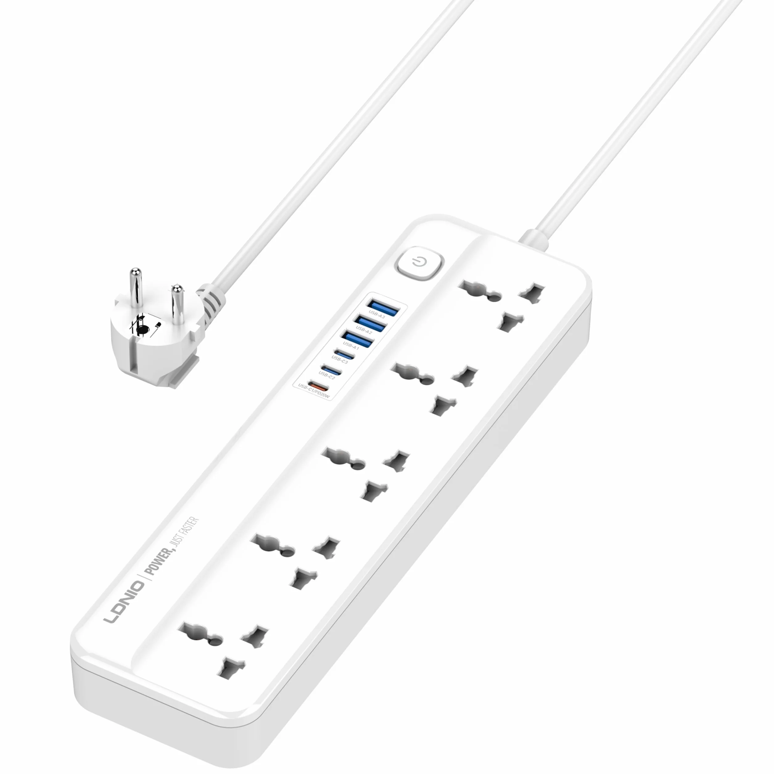 MANTO Listwa zasilająca 5 gniazd 6 portów USB EU US UK CN JP przełącznik ochrona przepięciem