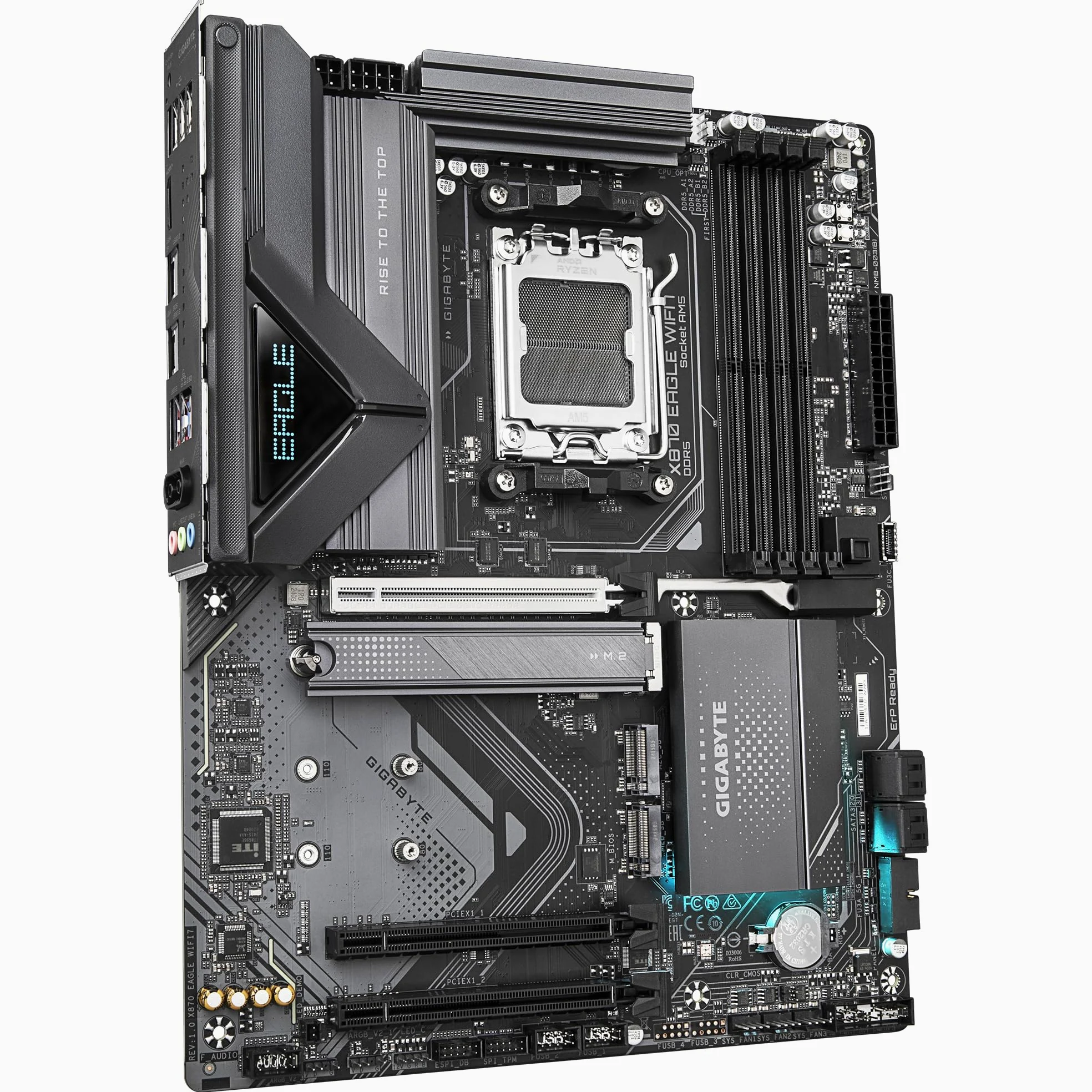 GIGABYTE Płyta główna X870 EAGLE WIFI7 - obsługuje procesory AMD Ryzen 9000, 14+2+2 fazy VRM, do 8000 MHz DDR5 (OC), 1 x PCIe 5.0, Wi-Fi 7, 2.5 GbE LAN, USB 4