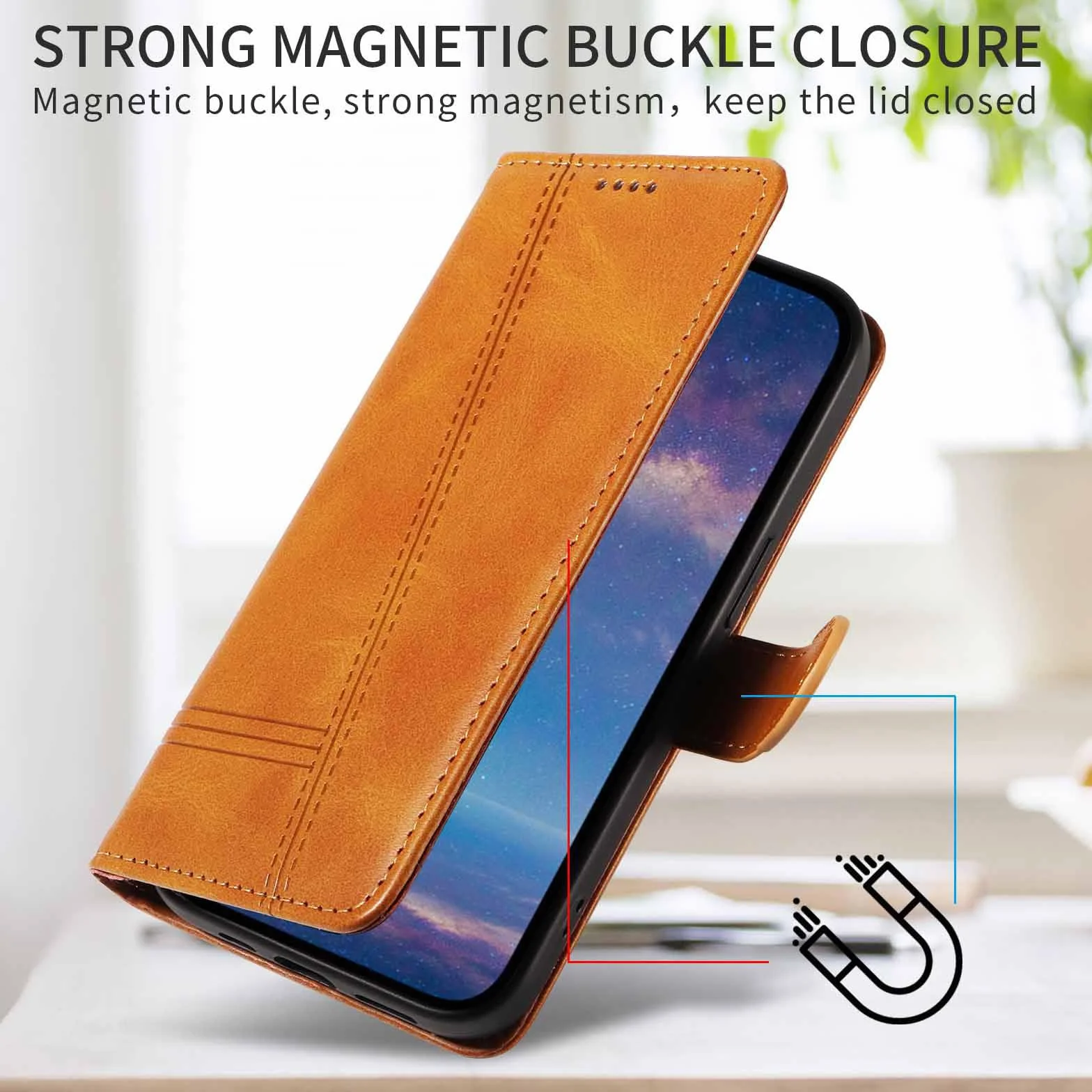 Etui z klapką do Samsung Galaxy S25 Ultra/S25 Plus/S25, skórzane etui portfelowe na telefon z stojakiem na karty, etui foliowe, odporne na wstrząsy, z tworzywa TPU wewnątrz, żółte, S25