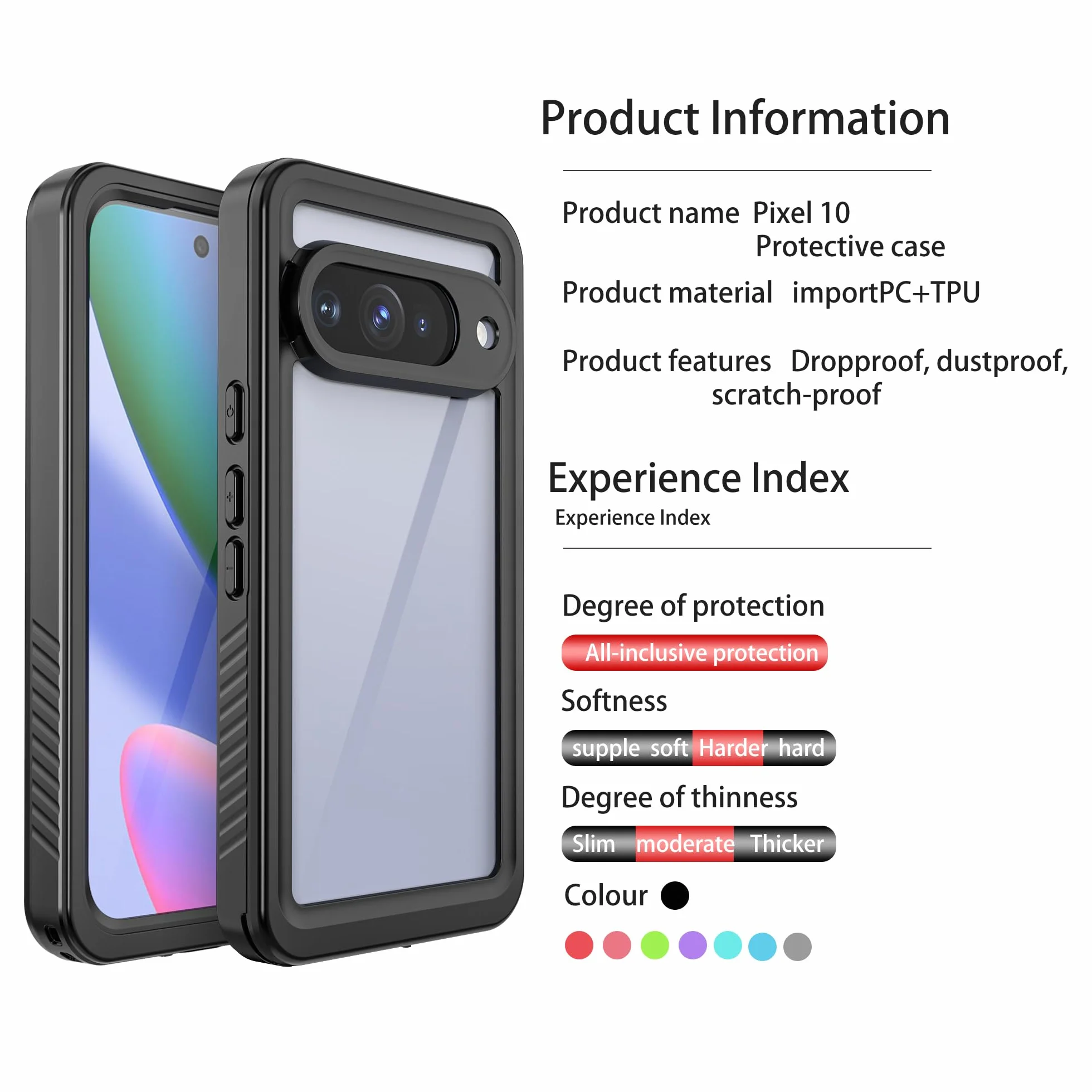 Wodoszczelne etui do Google Pixel 10 z wbudowaną ochroną aparatu i ekranu, [wodoszczelność IP68] [wojskowa ochrona przed upadkiem], pełna ochrona 360° do Google 10 (czarne)