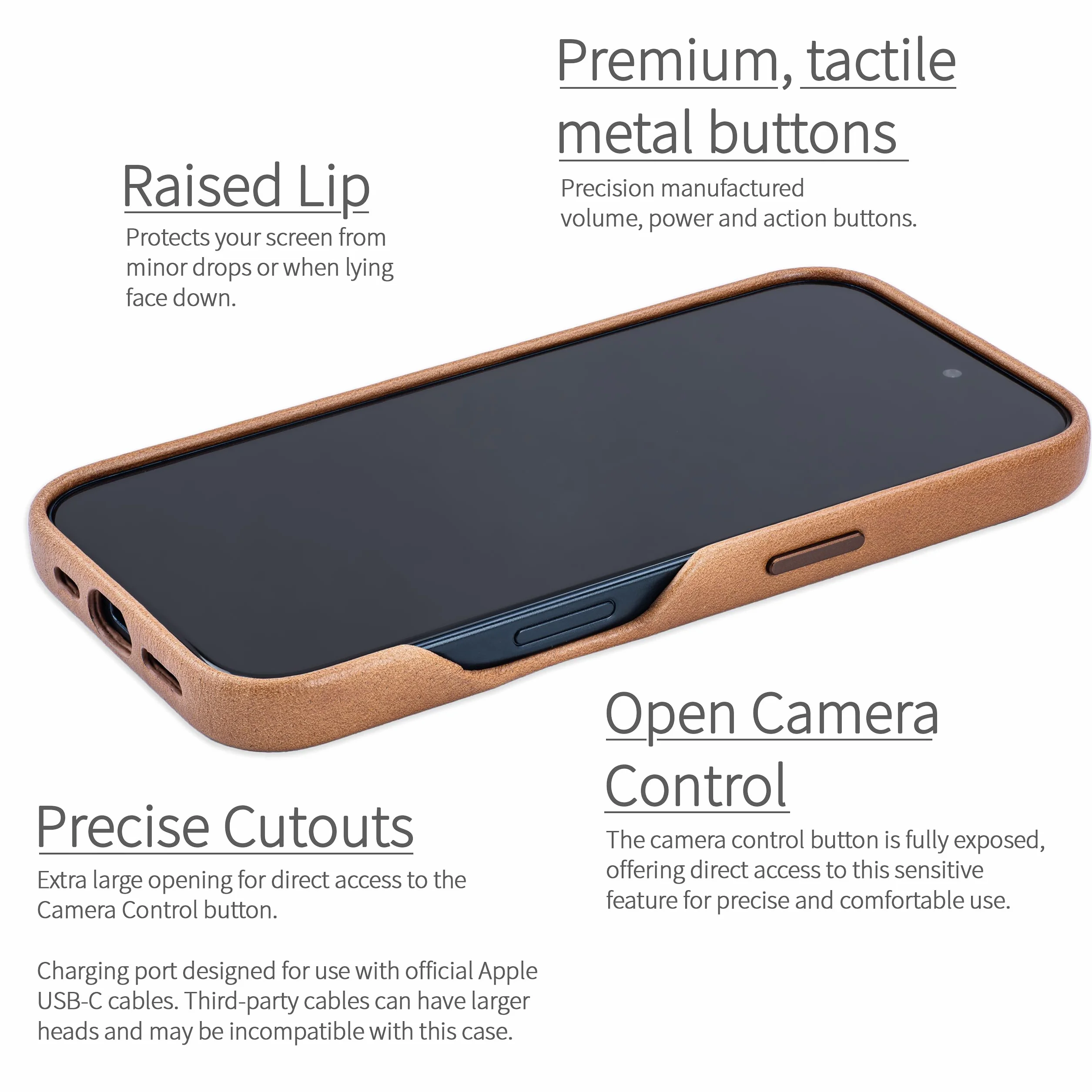 Dockem Skórzane Etui V2 iPhone 16 z Pełnym Wycięciem na Aparat MagSafe Jasnobrazowy