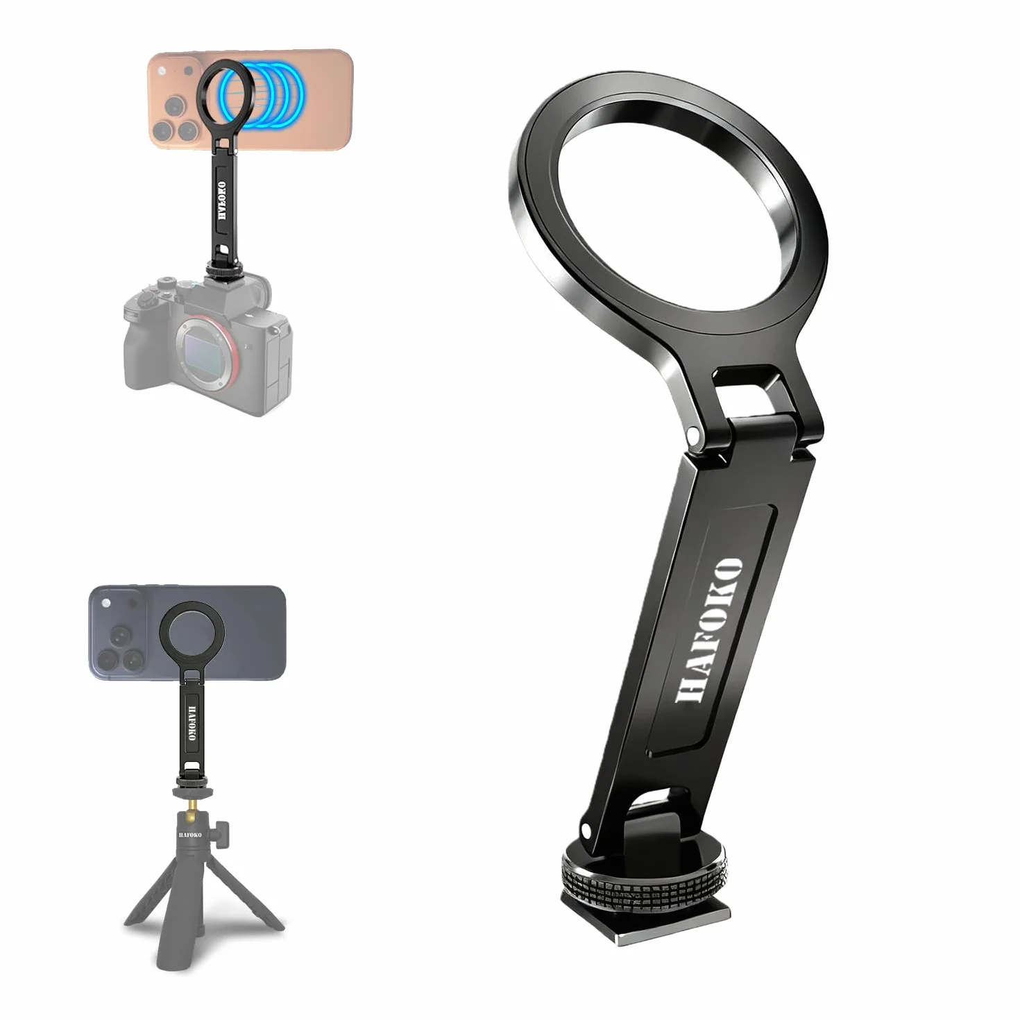 Magnetyczny Zimny But Uchwyt na Telefon, Aluminiowy Gorący But Uchwyt Statywu do Kamera Kompatybilny z iPhone 17-13 Pro Max, Magnetyczny Kamera Adapter z 1/4" Śrubą do DSLR Fotografia Statywowa